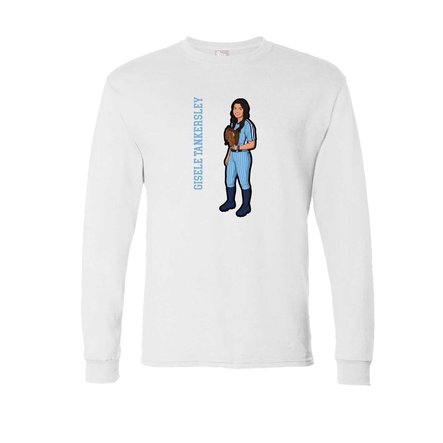 Long Sleeve Tee — Name Vertical in White