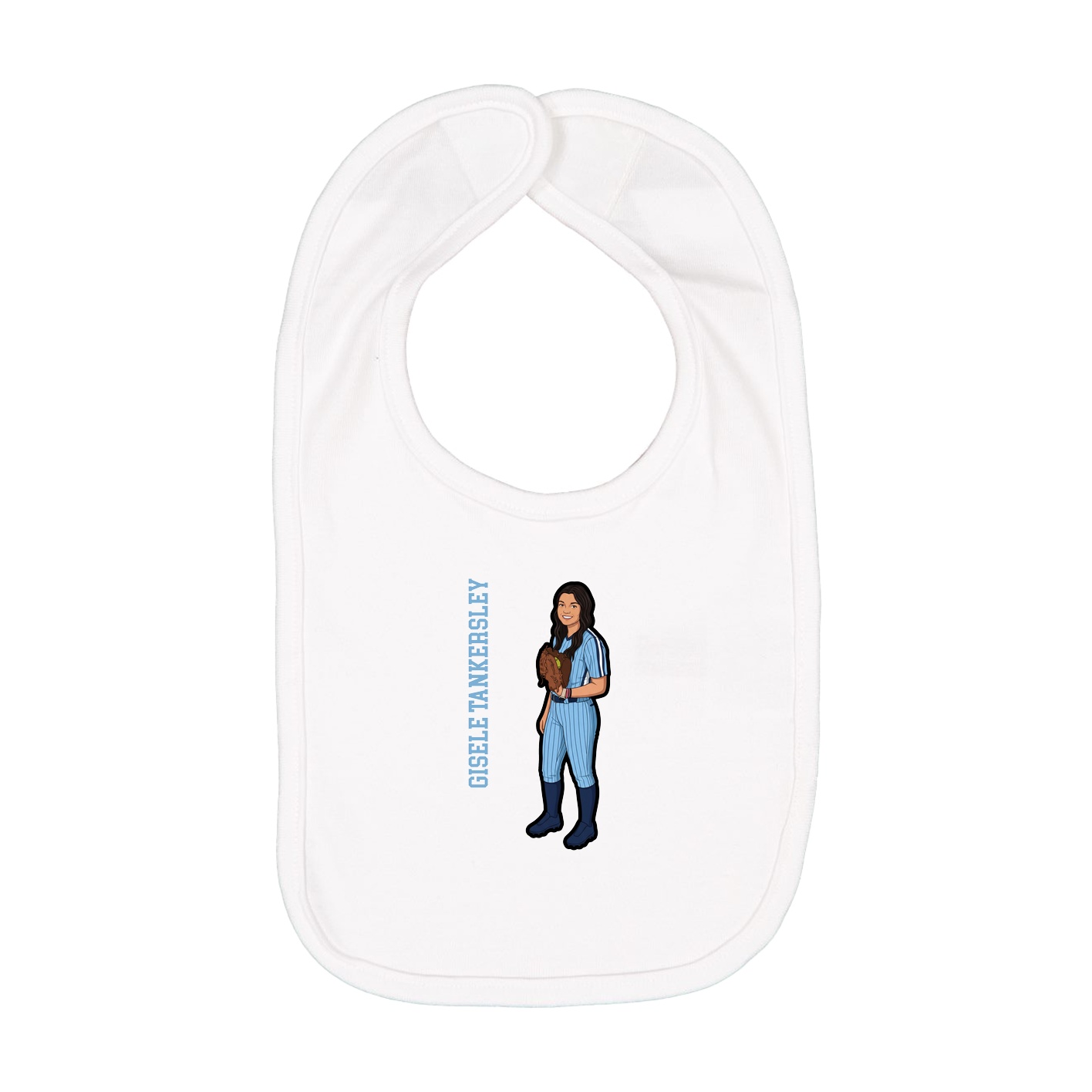 Infant Bib — Name Vertical in White