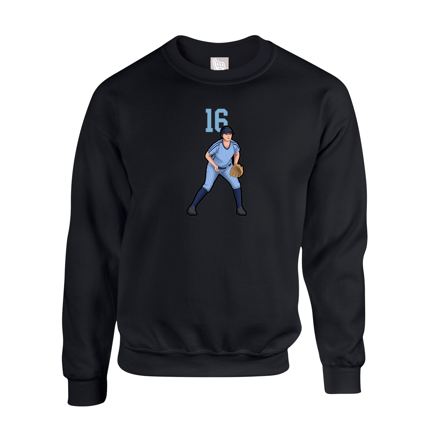 Fleece Crew — Number Top in Black