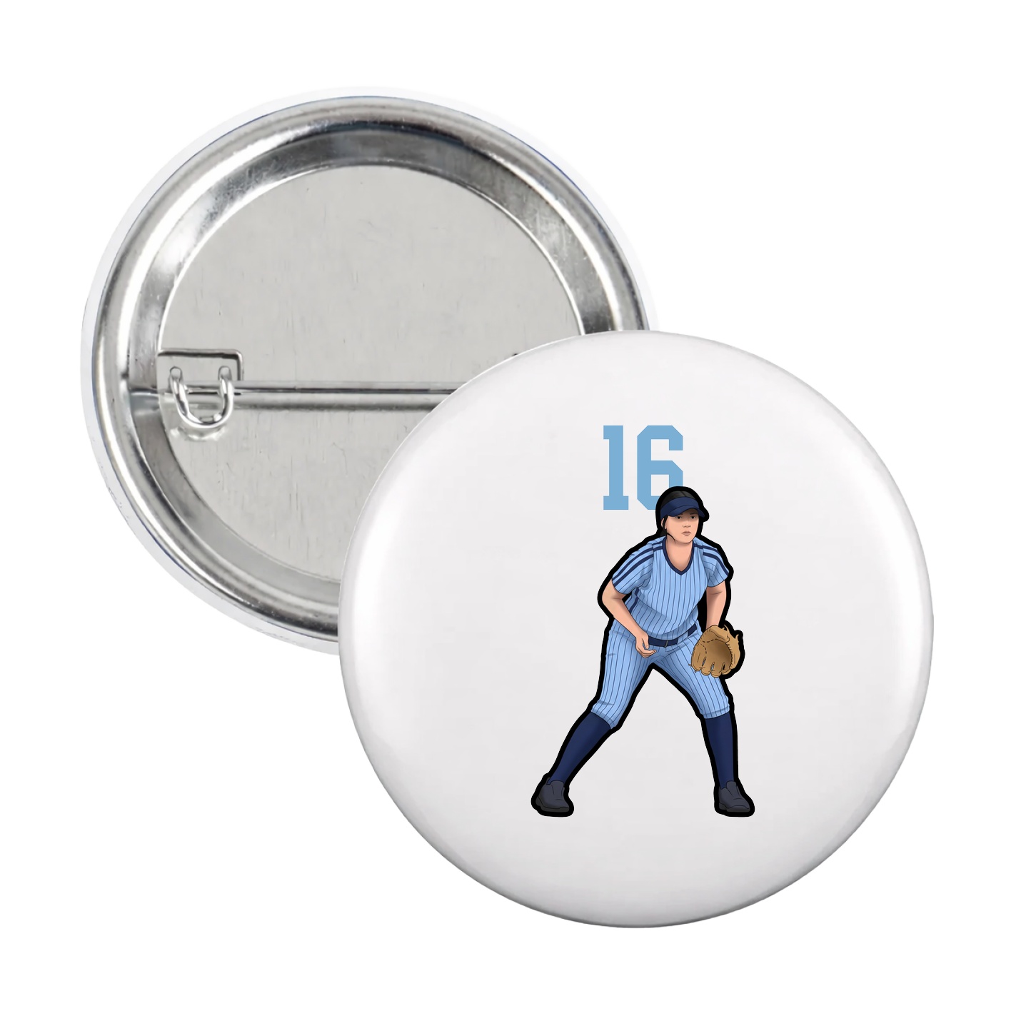 Game Day Button — Number Top in White