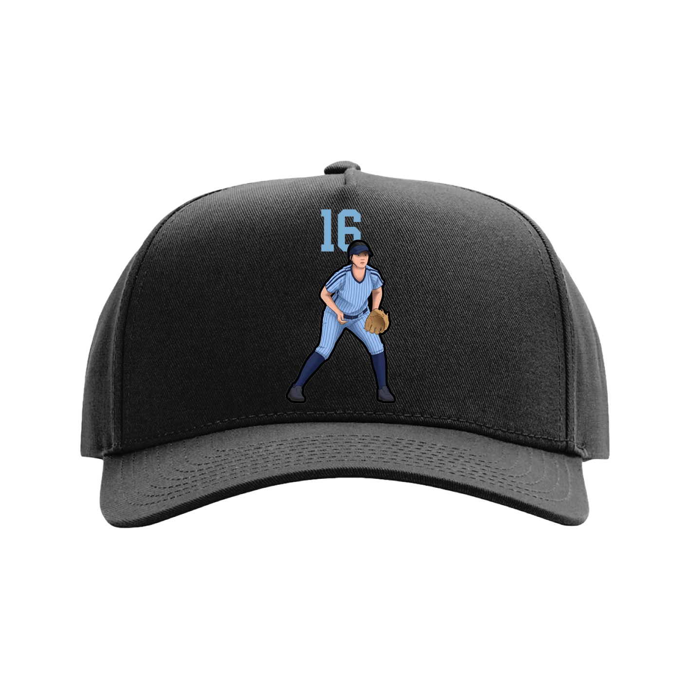 Full Fabric Five-Panel Champ Cap — Number Top in Black