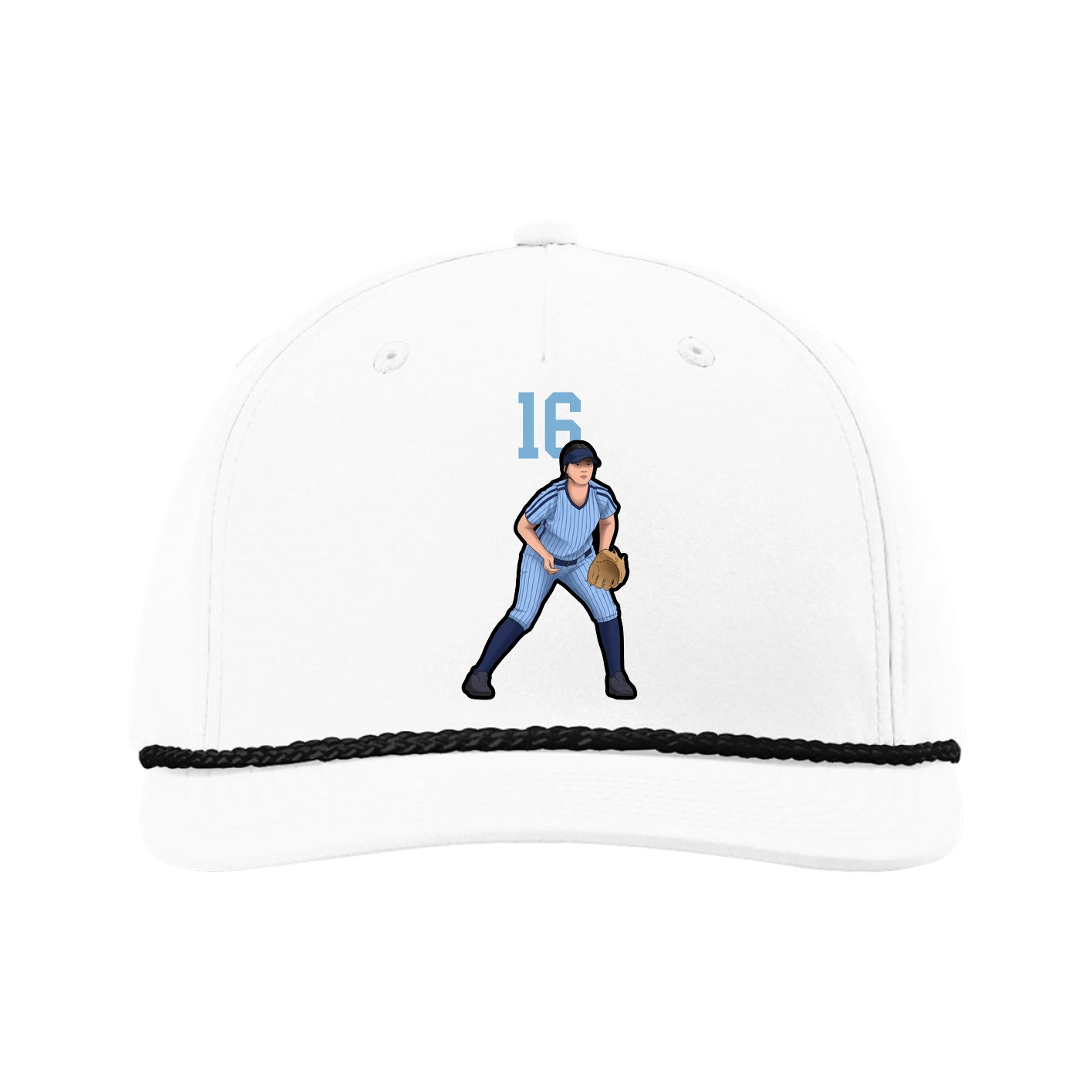 Five-Panel Classic Rope Cap — Number Top in White