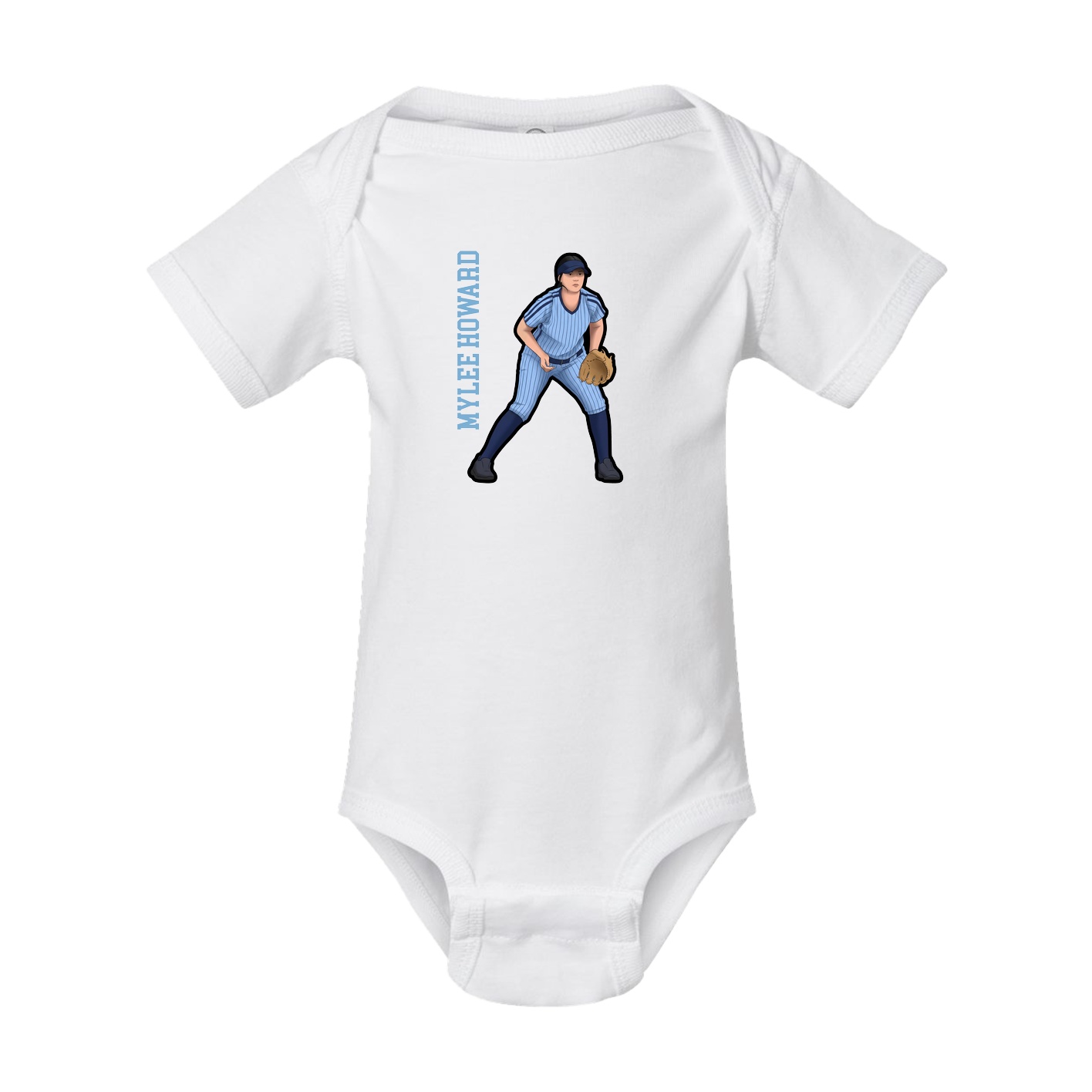 Baby Onesie — Name Vertical in White