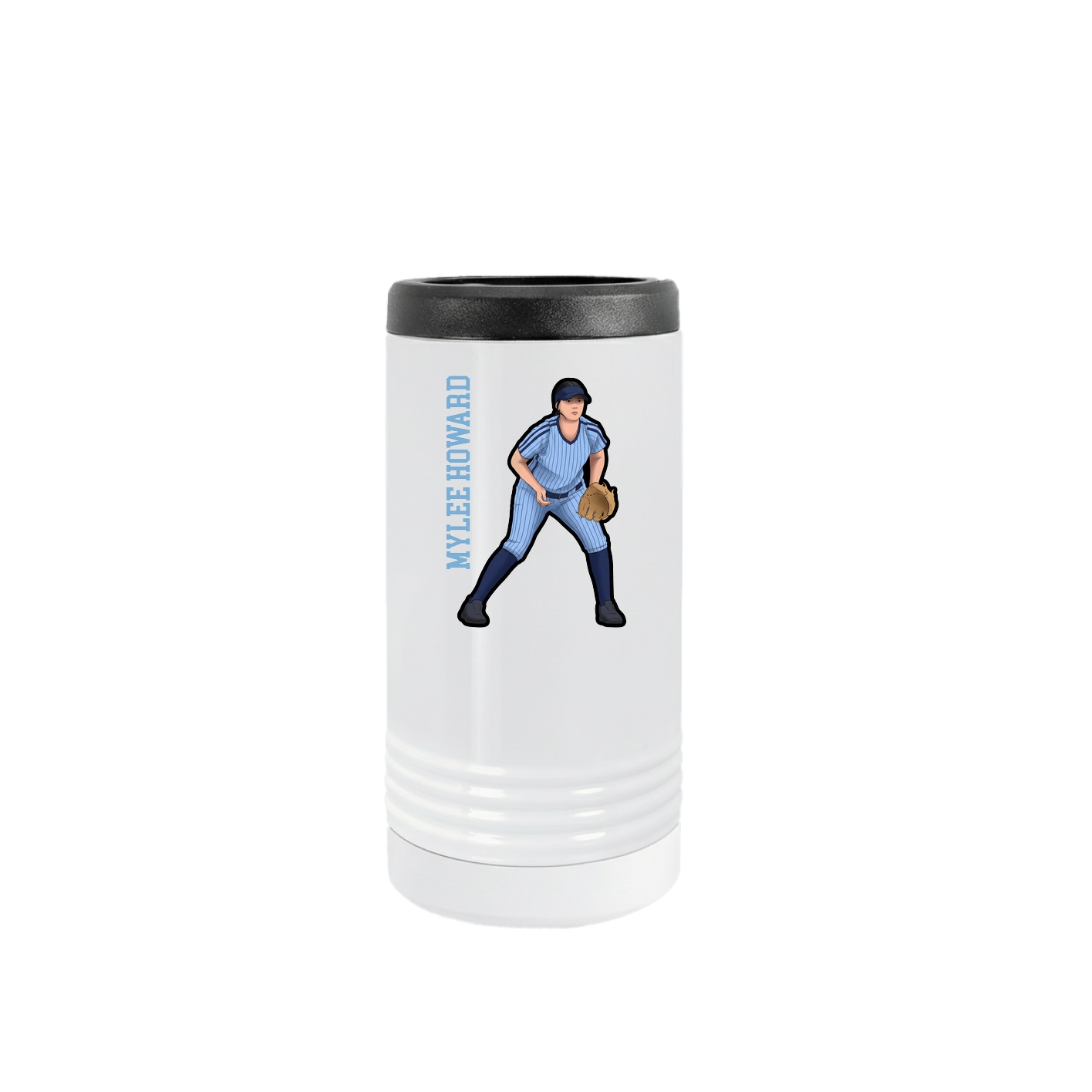 Slim Beverage Holder — Name Vertical in White