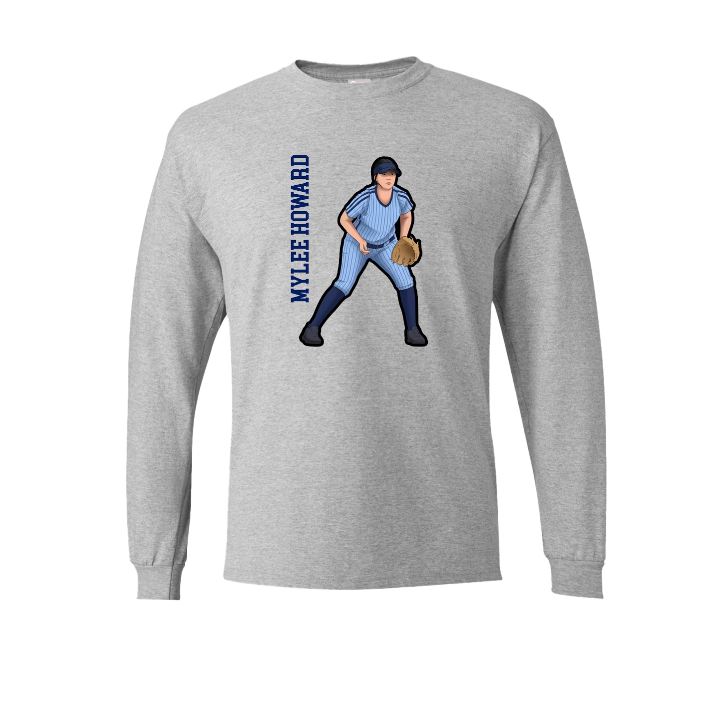 Long Sleeve Tee — Name Vertical in Grey