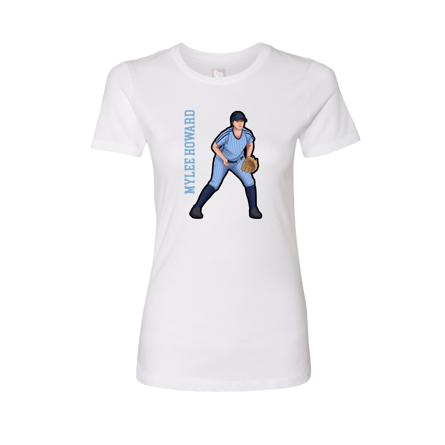 Womens Tee — Name Vertical in White