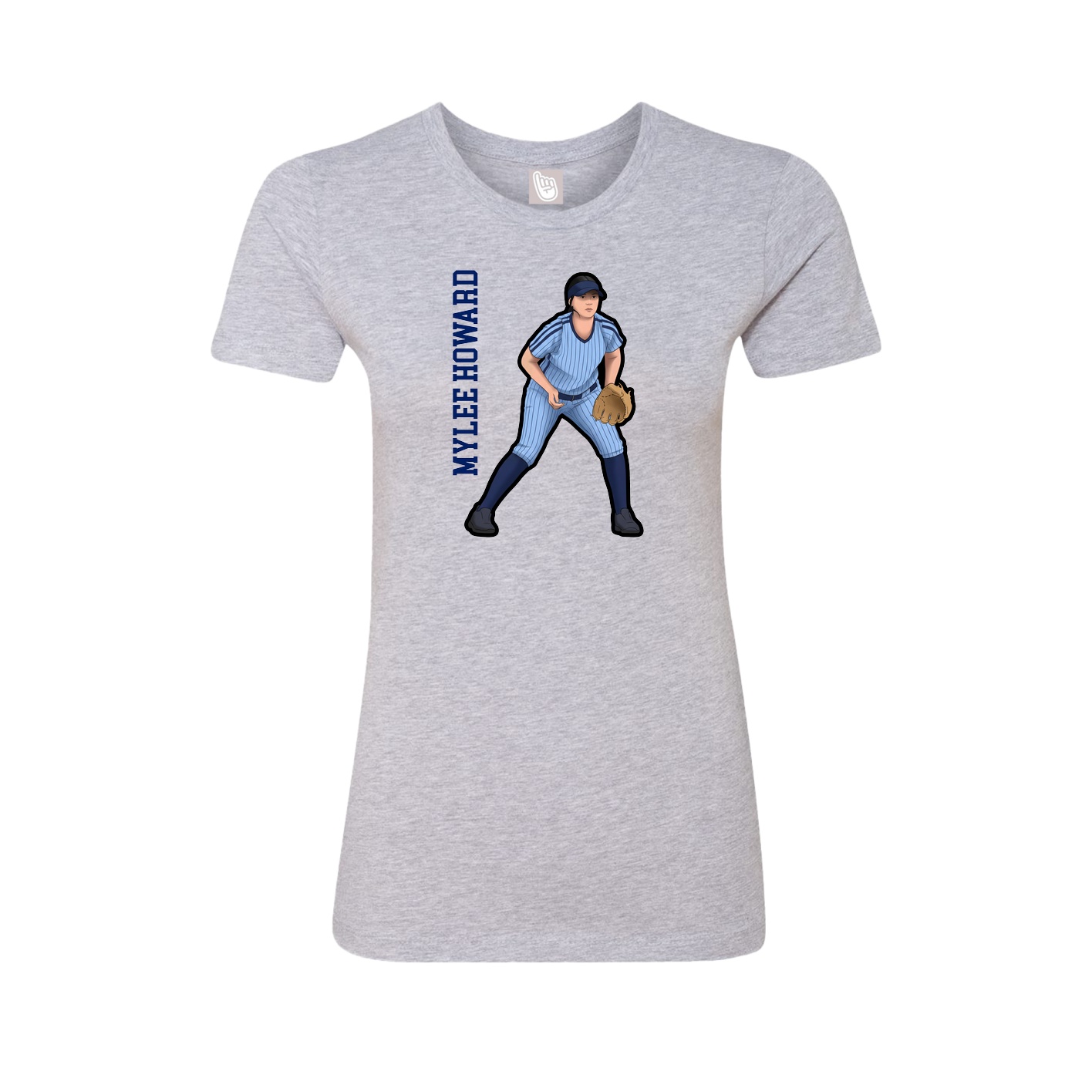 Womens Tee — Name Vertical in Grey