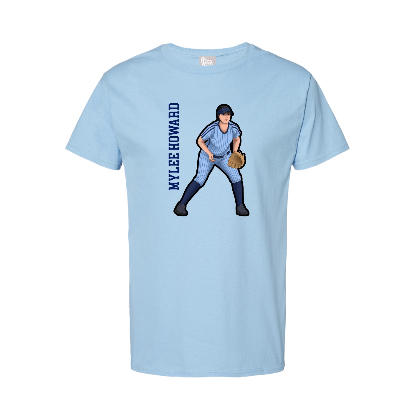 Youth Tee — Name Vertical in Light Blue
