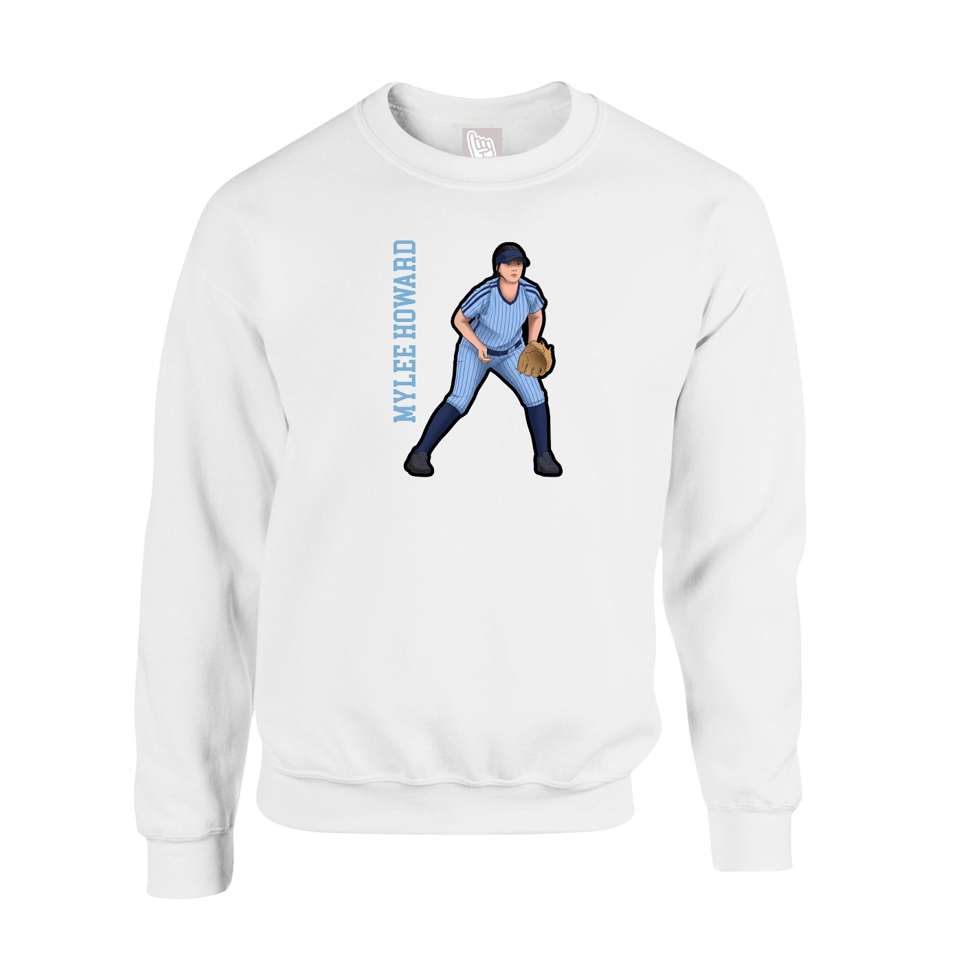 Fleece Crew — Name Vertical in White