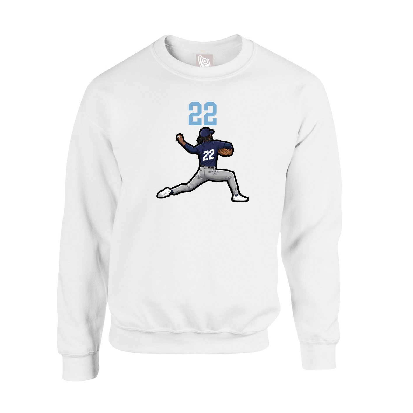Fleece Crew — Number Top in White