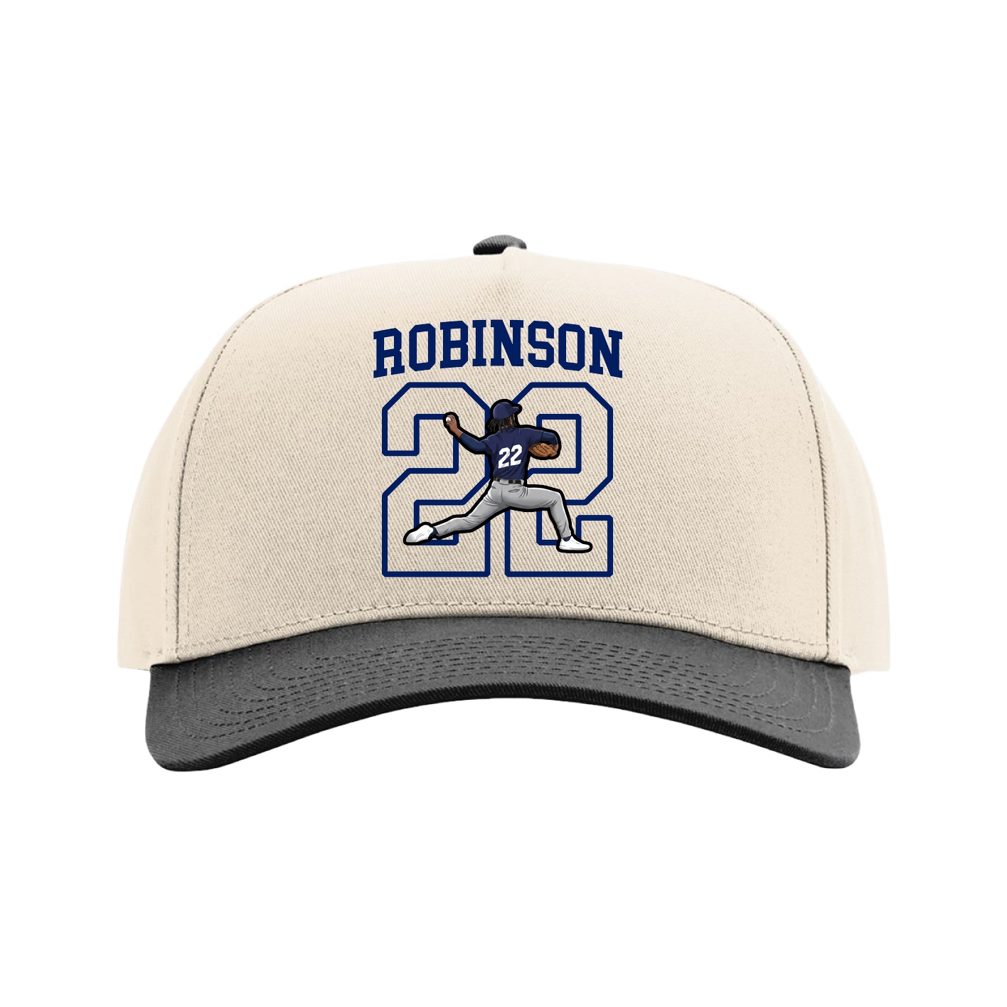Full Fabric Five-Panel Champ Cap — Shirsey in Cream/Black