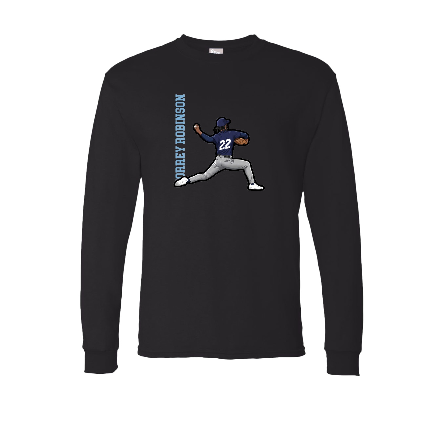 Long Sleeve Tee — Name Vertical in Black