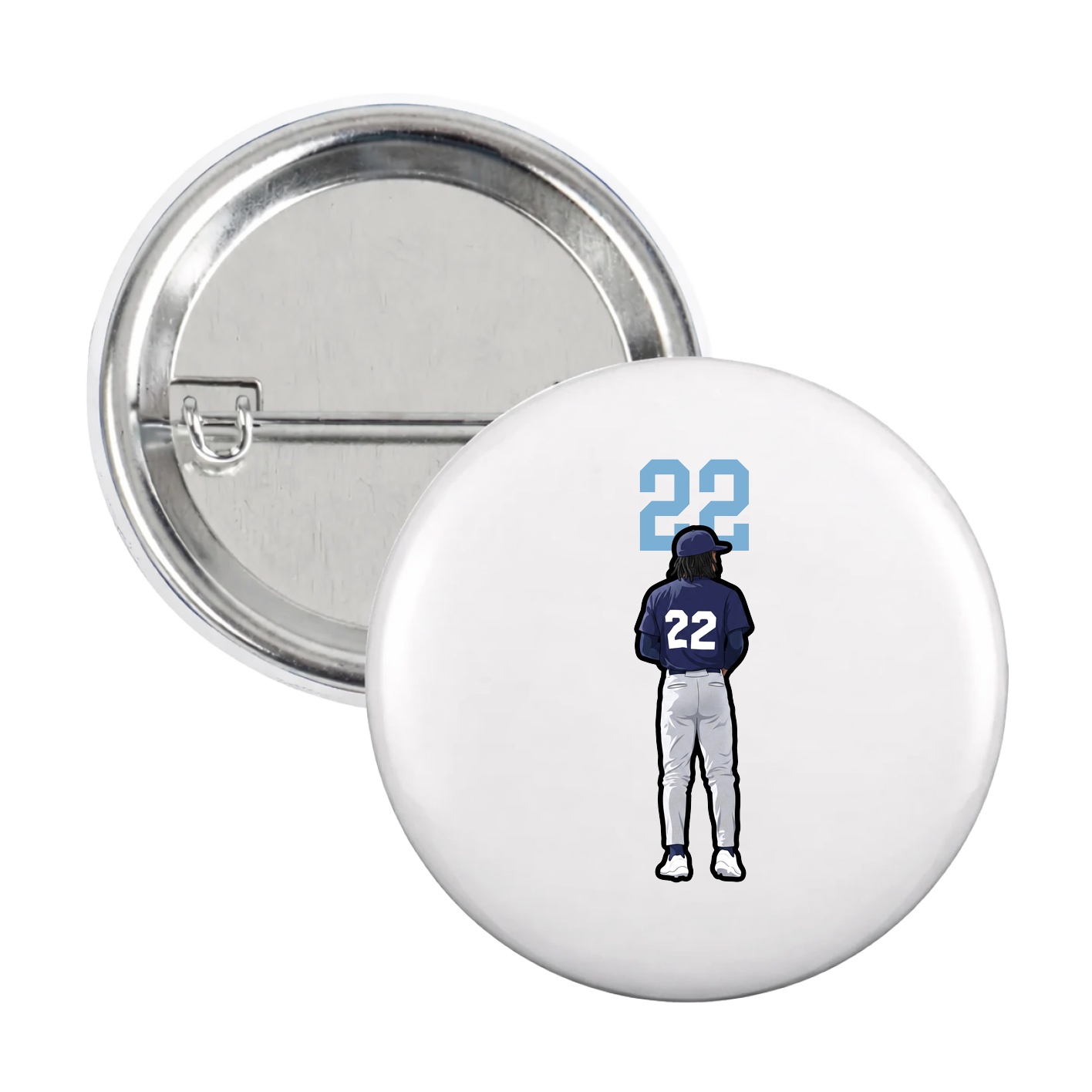 Game Day Button — Number Top in White