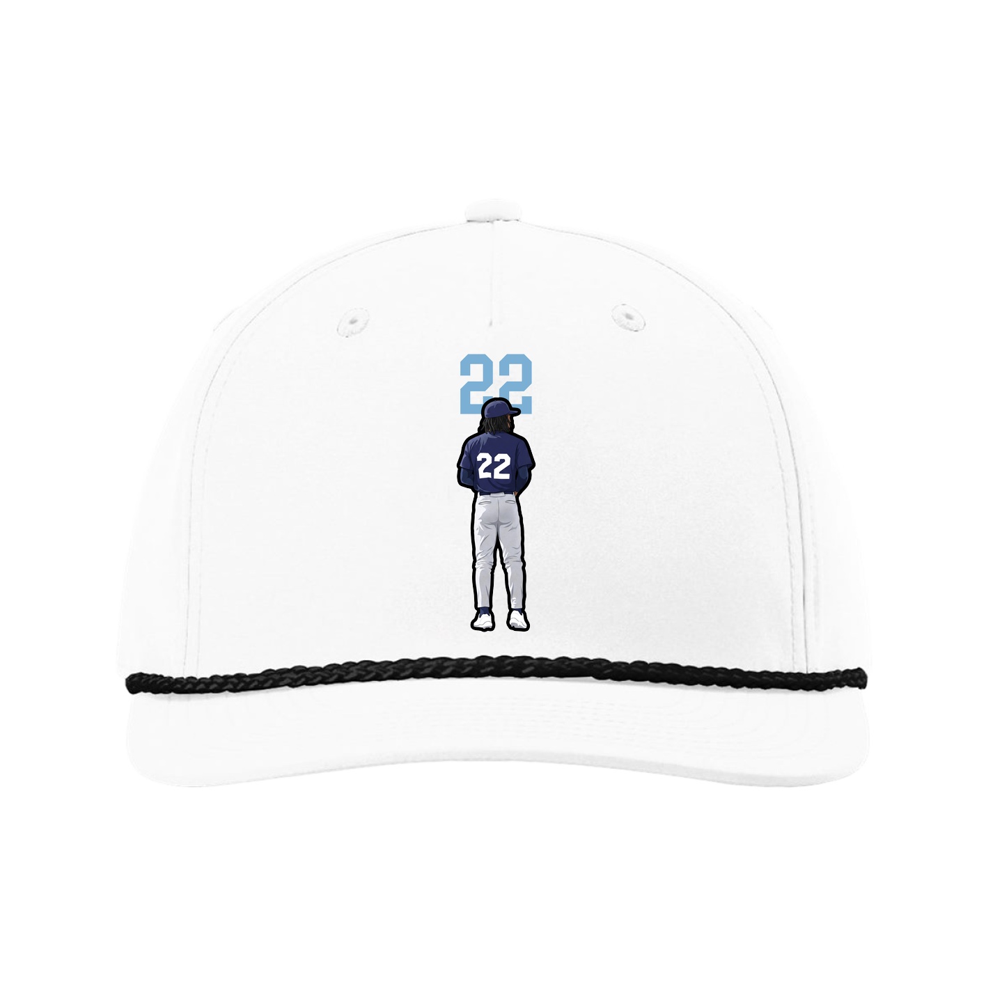 Five-Panel Classic Rope Cap — Number Top in White