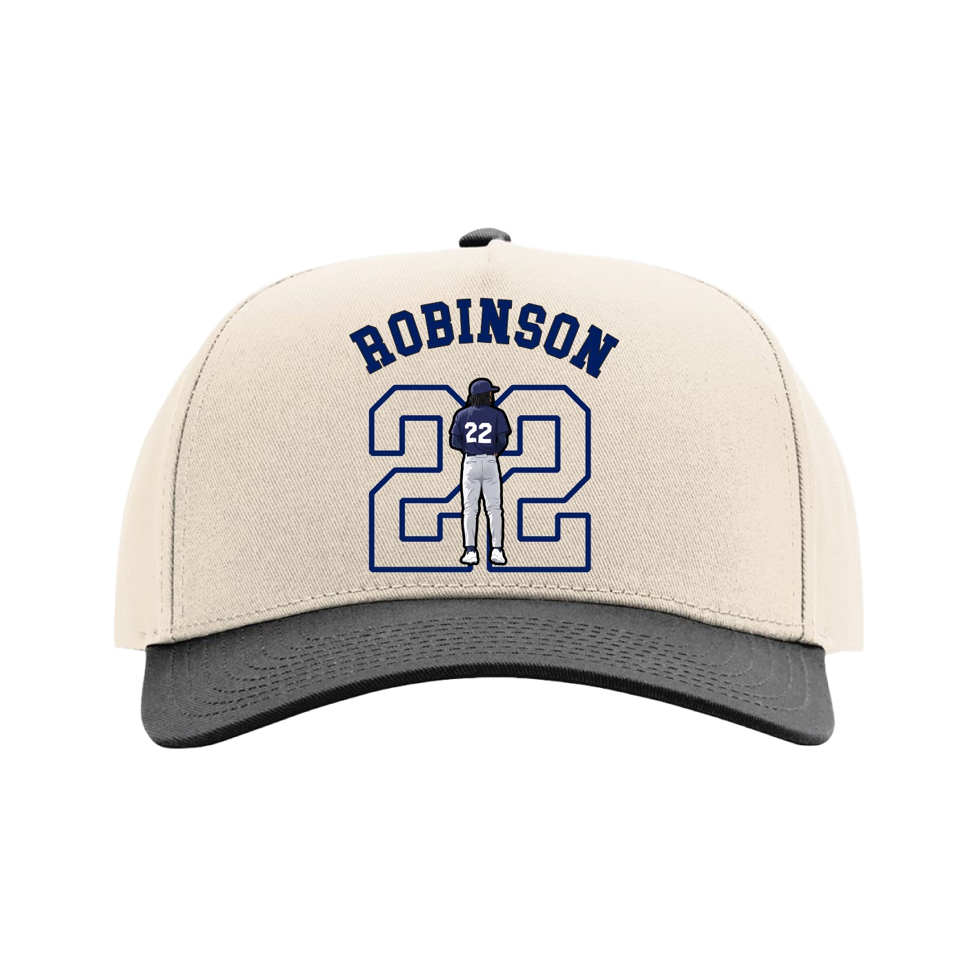 Full Fabric Five-Panel Champ Cap — Shirsey Arch in Cream/Black