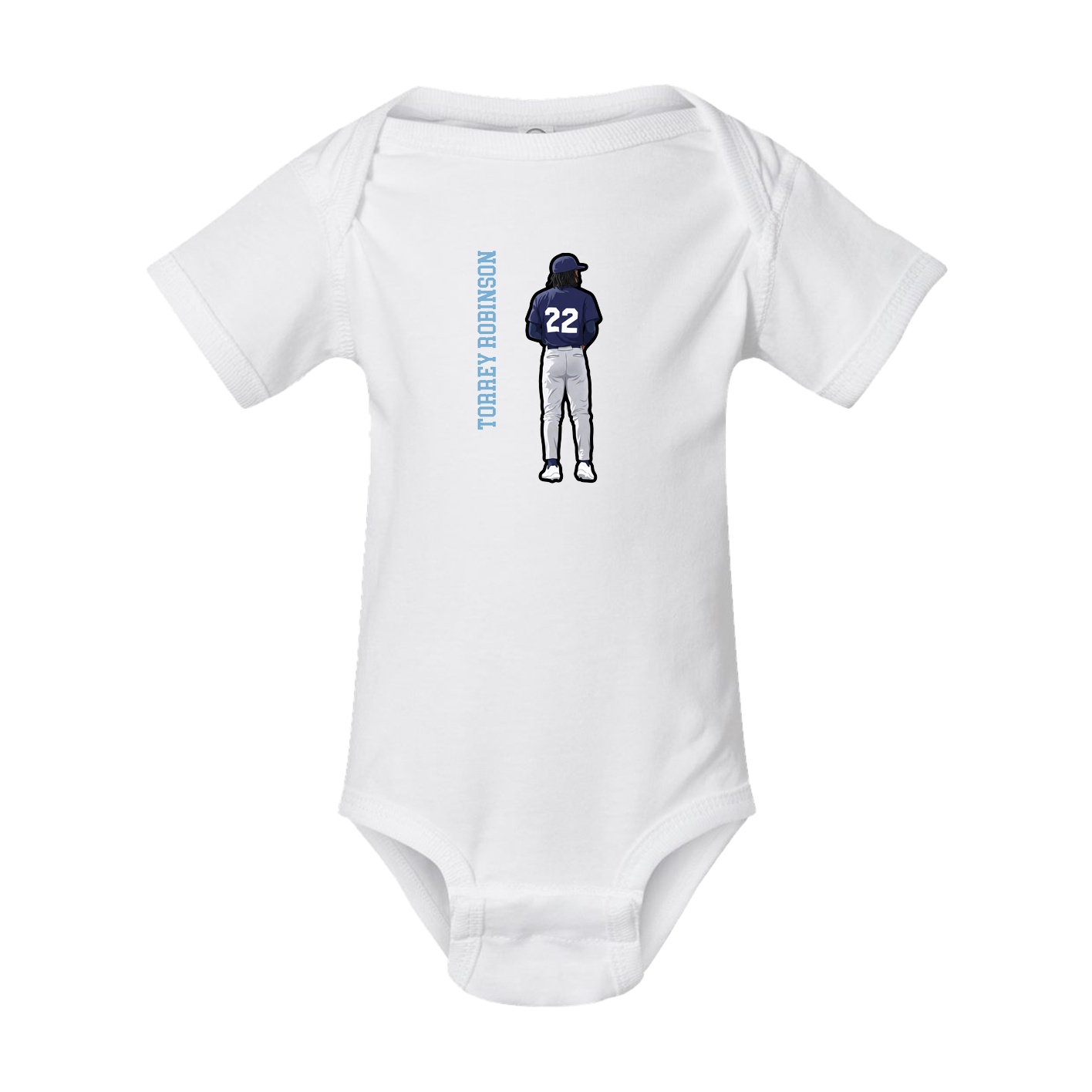 Baby Onesie — Name Vertical in White
