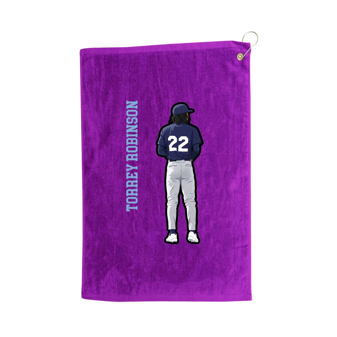 Golf Towel — Name Vertical in Purple