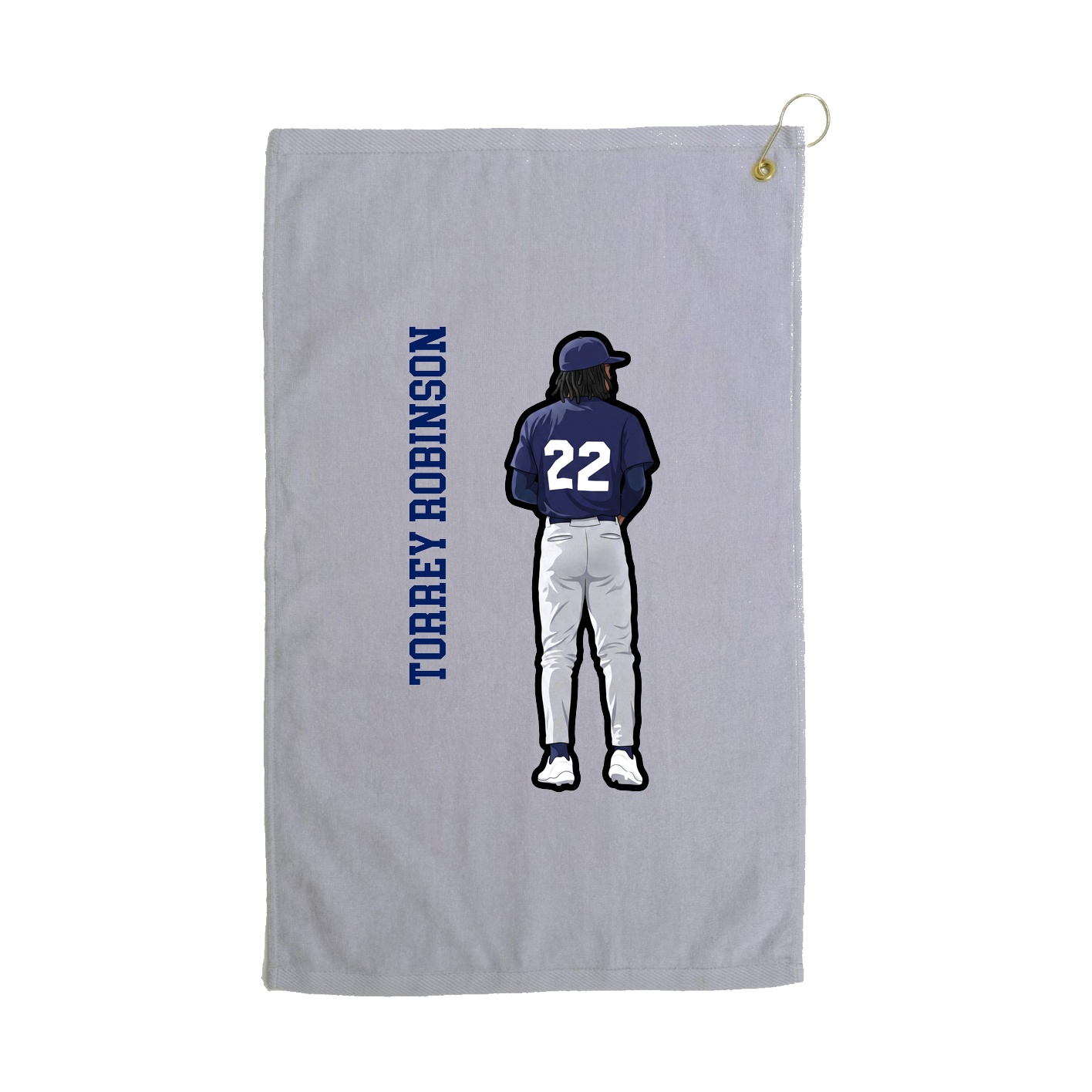Golf Towel — Name Vertical in Grey