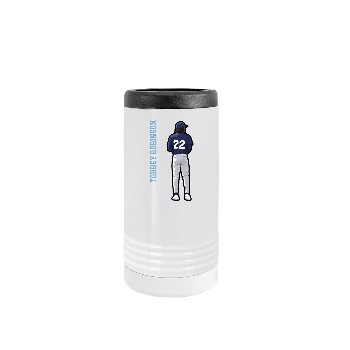 Slim Beverage Holder — Name Vertical in White