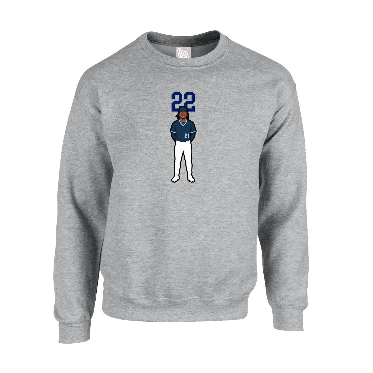 Fleece Crew — Number Top in Grey