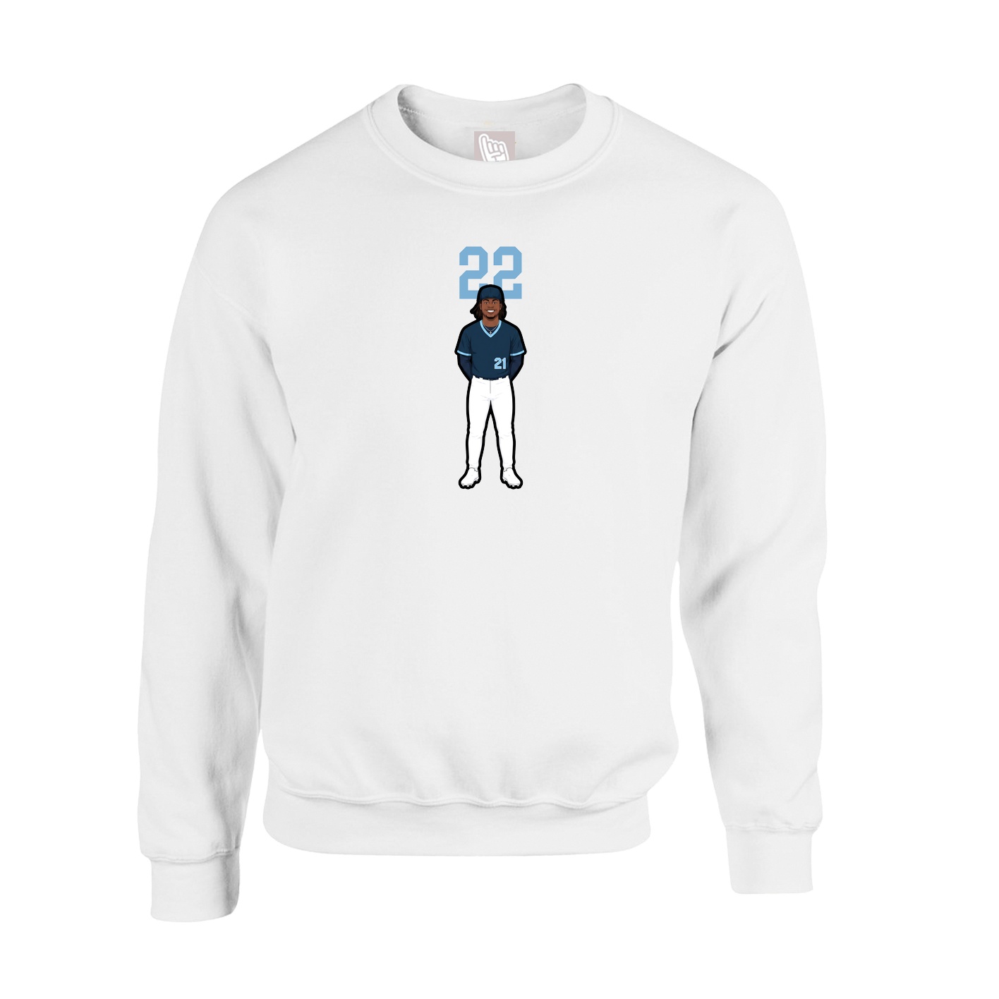 Fleece Crew — Number Top in White