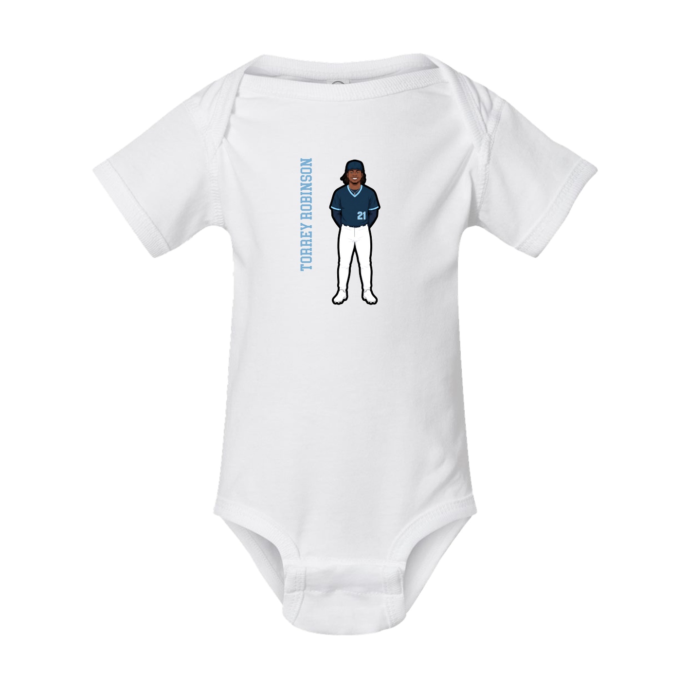 Baby Onesie — Name Vertical in White