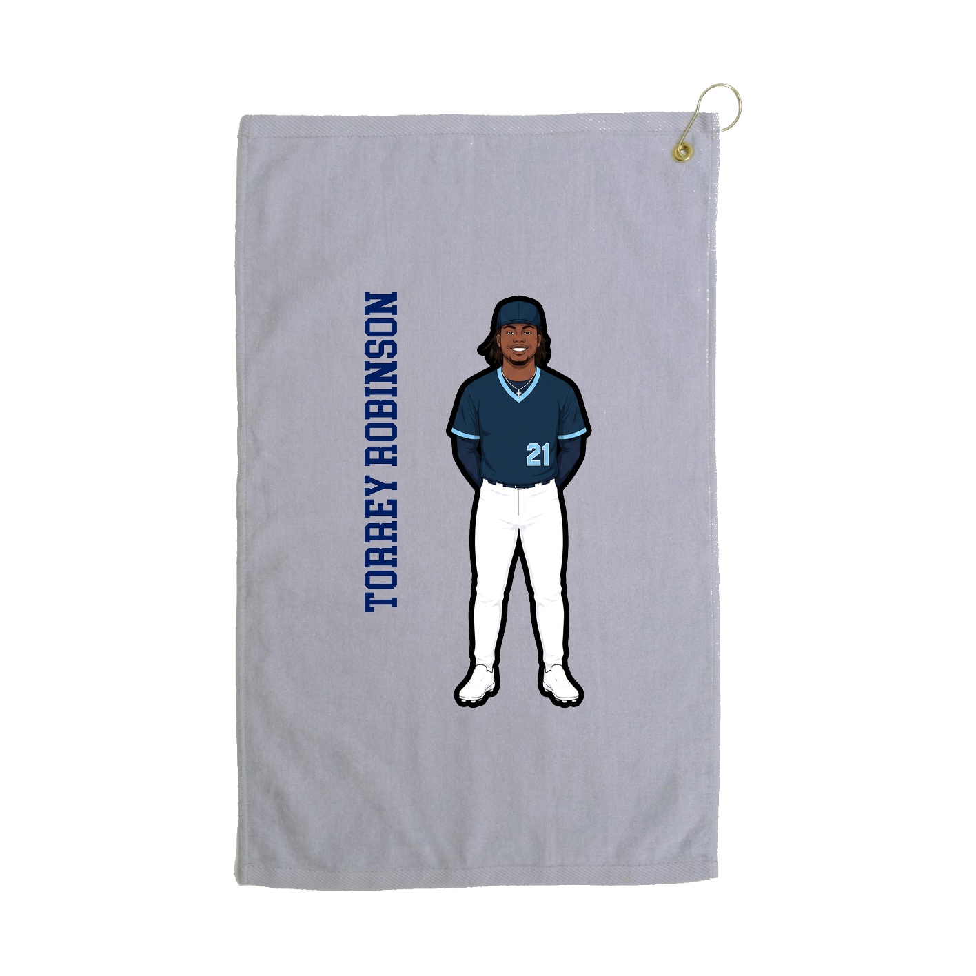 Golf Towel — Name Vertical in Grey