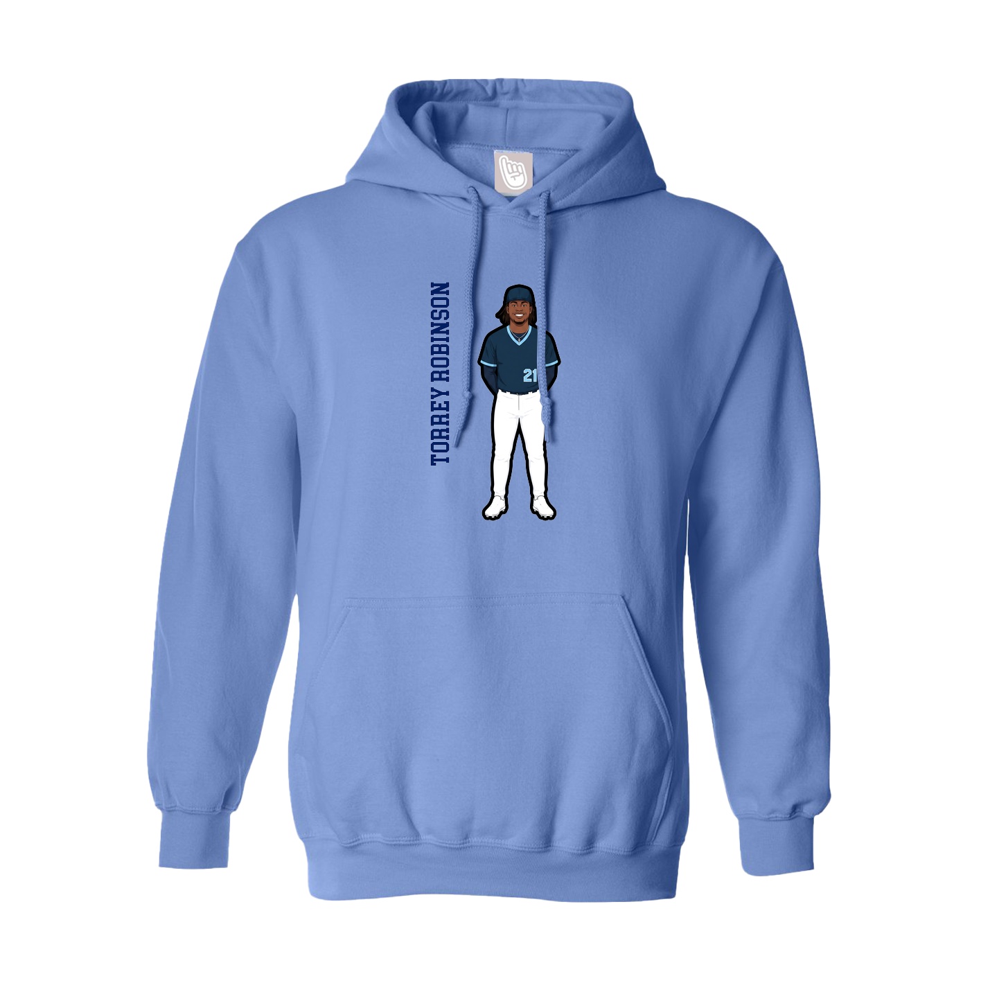 Youth Hoodie — Name Vertical in Powder Blue