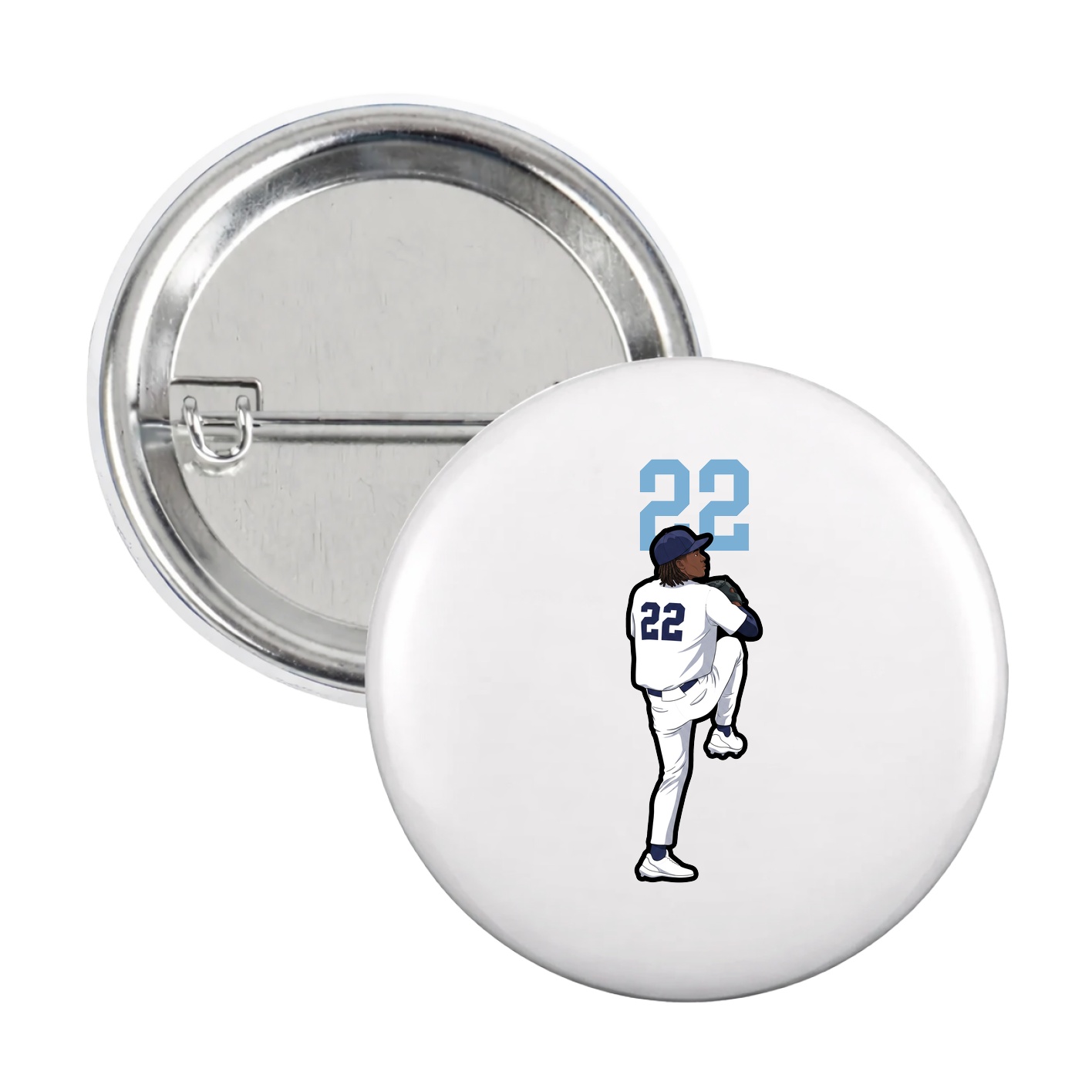 Game Day Button — Number Top in White