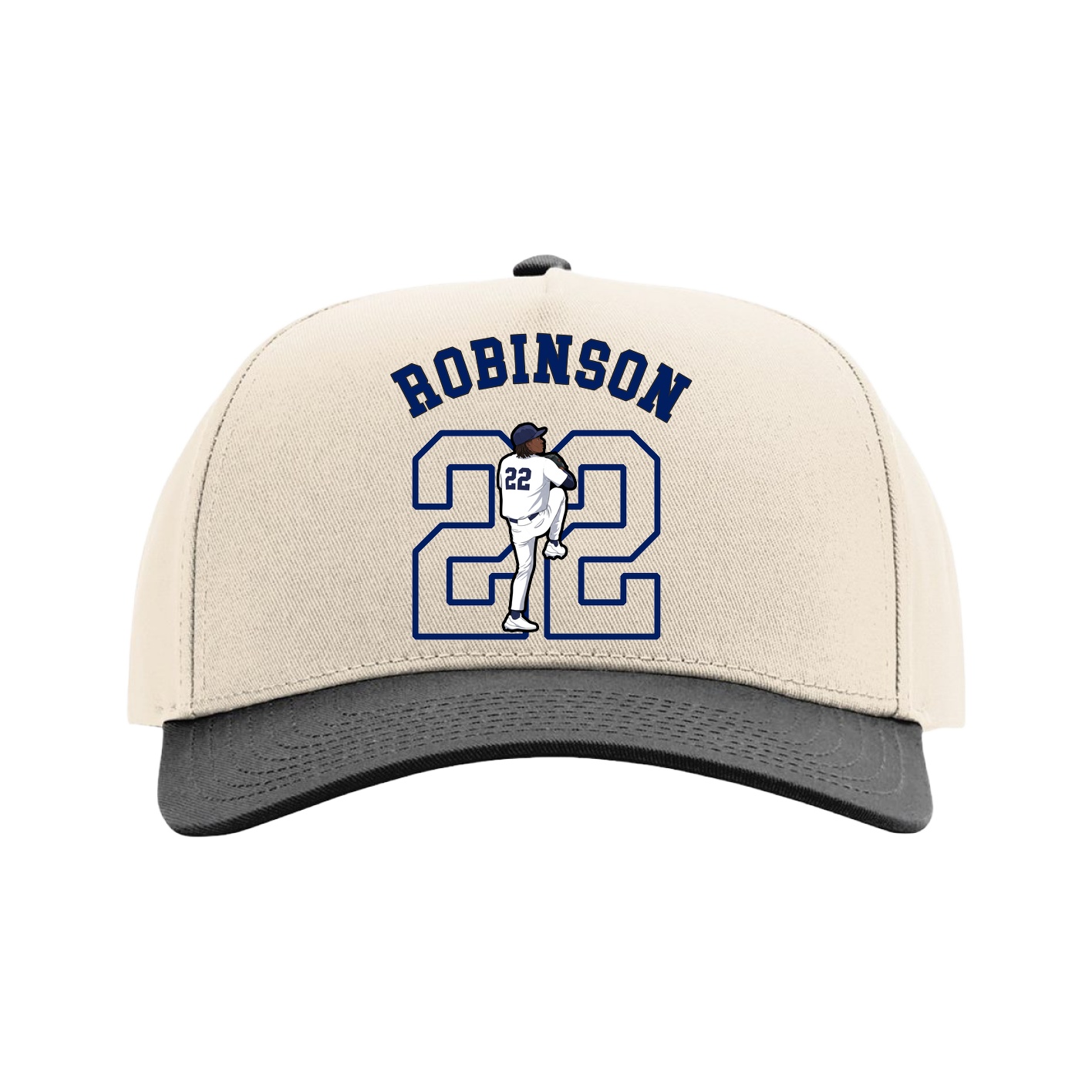 Full Fabric Five-Panel Champ Cap — Shirsey Arch in Cream/Black