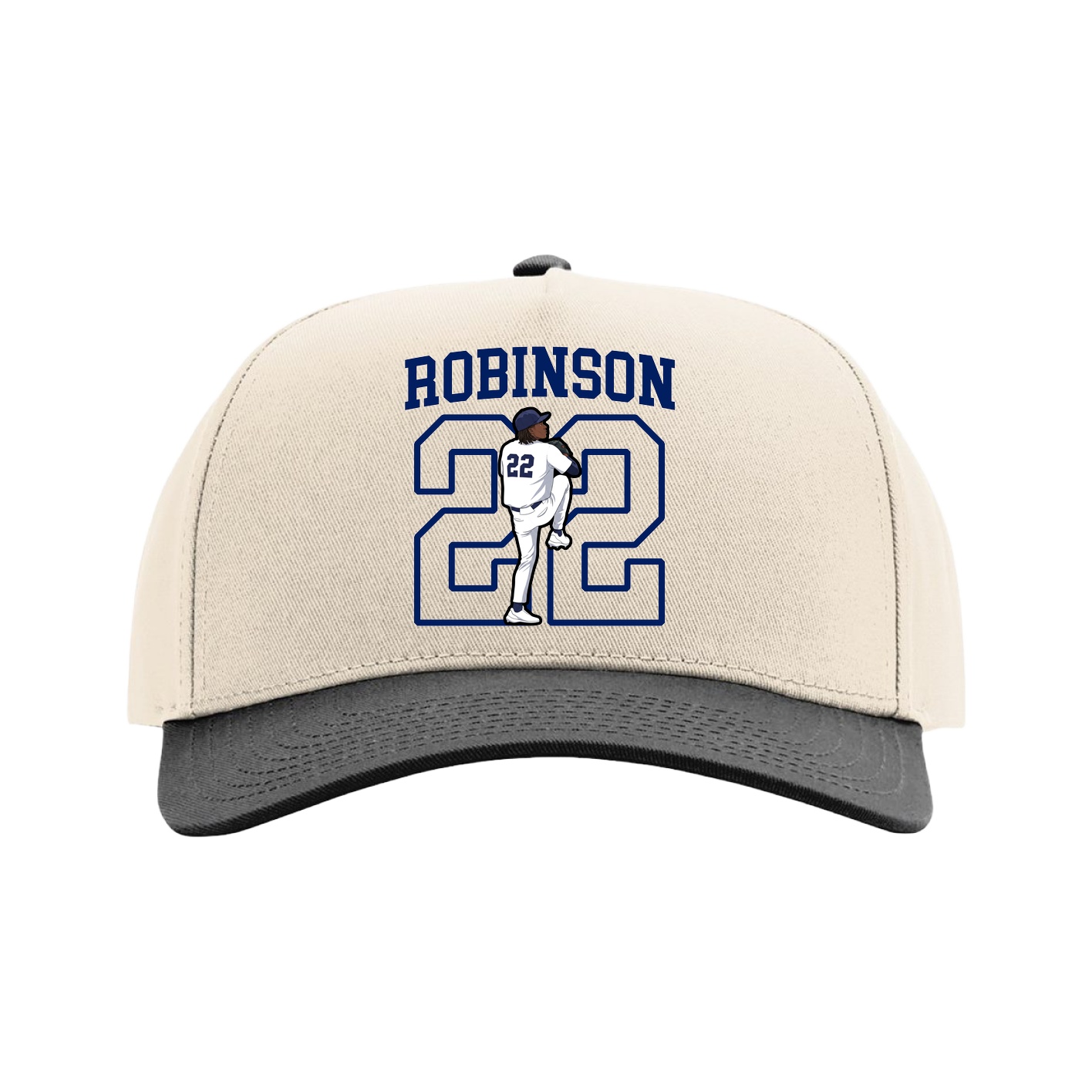 Full Fabric Five-Panel Champ Cap — Shirsey in Cream/Black