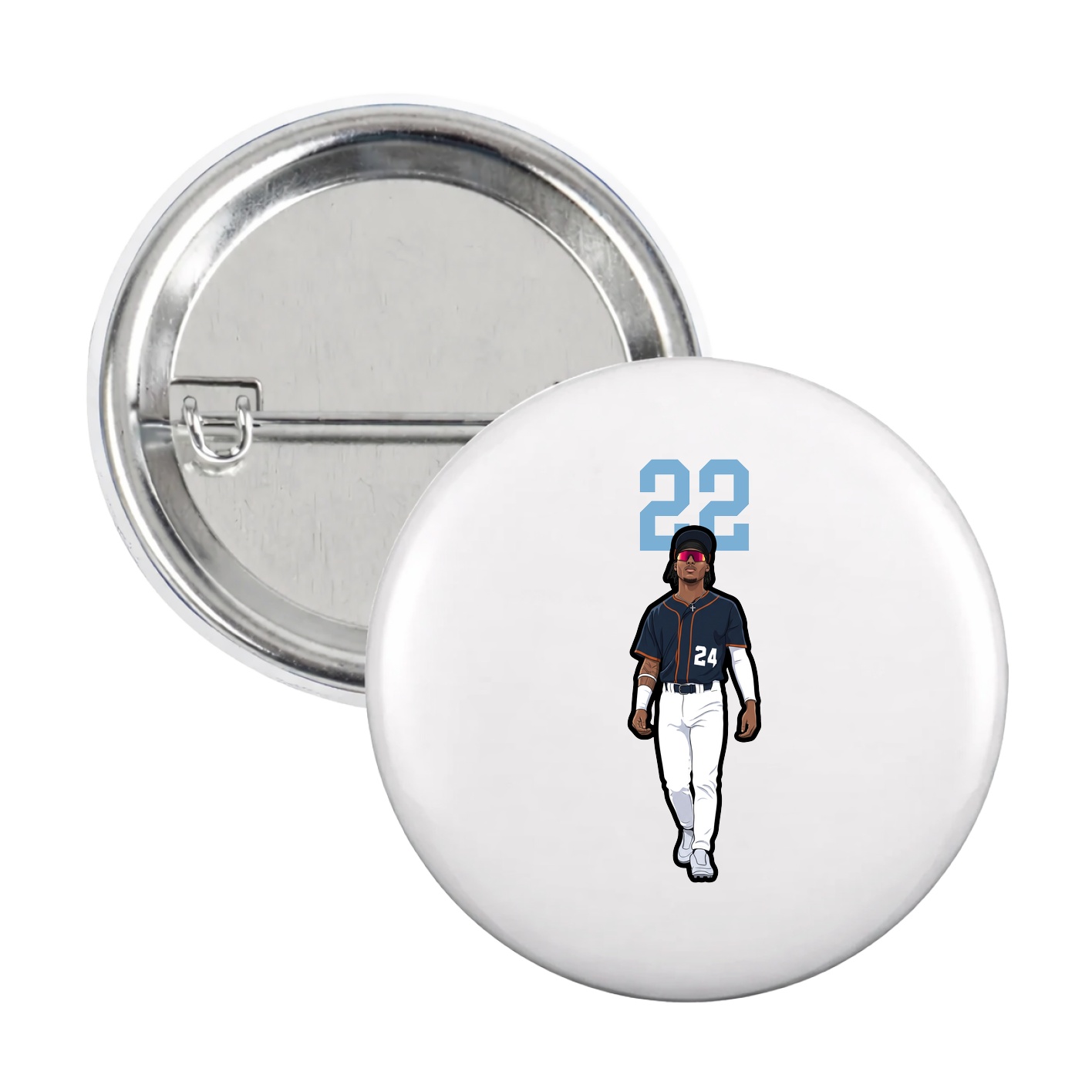 Game Day Button — Number Top in White