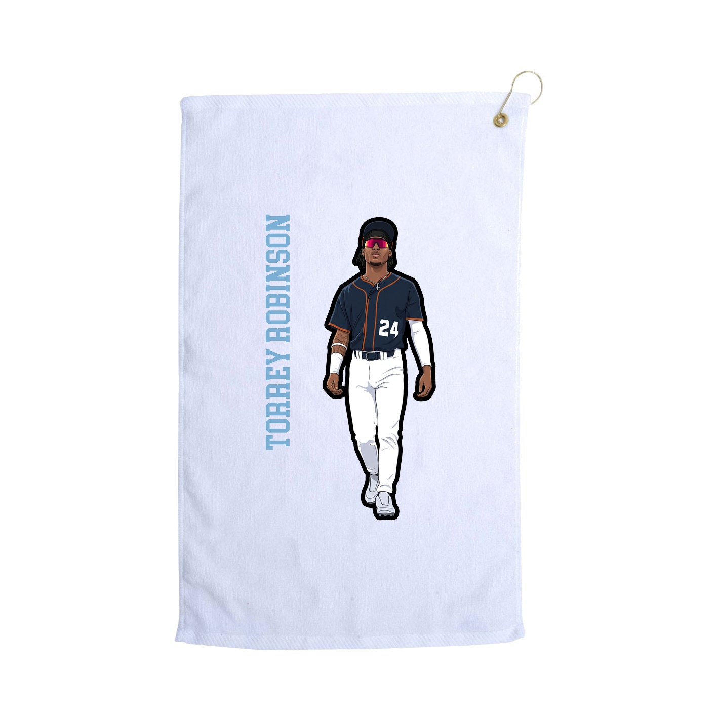 Golf Towel — Name Vertical in White
