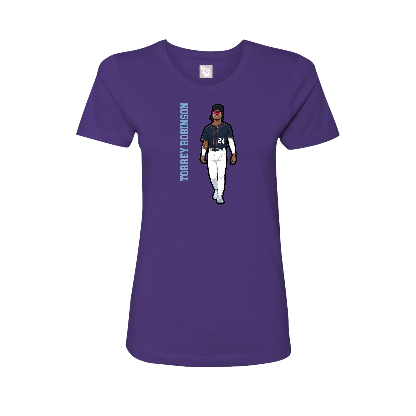 Fitted Women's Tee — Name Vertical in Purple