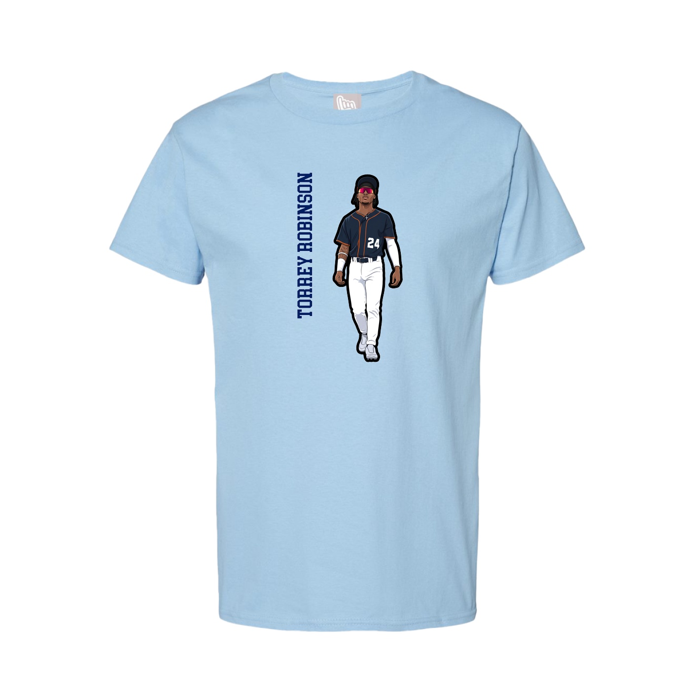 Youth Tee — Name Vertical in Light Blue