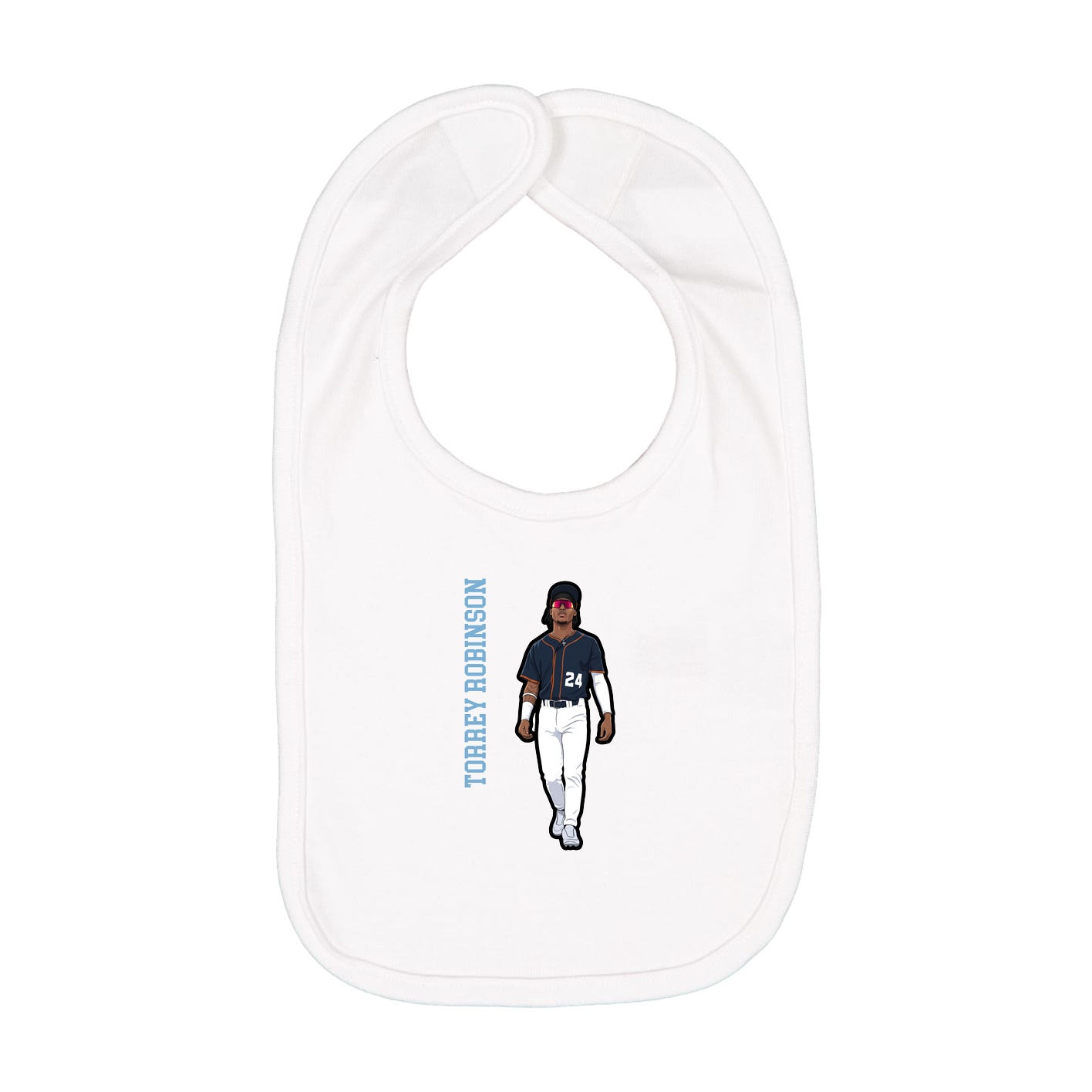 Infant Bib — Name Vertical in White