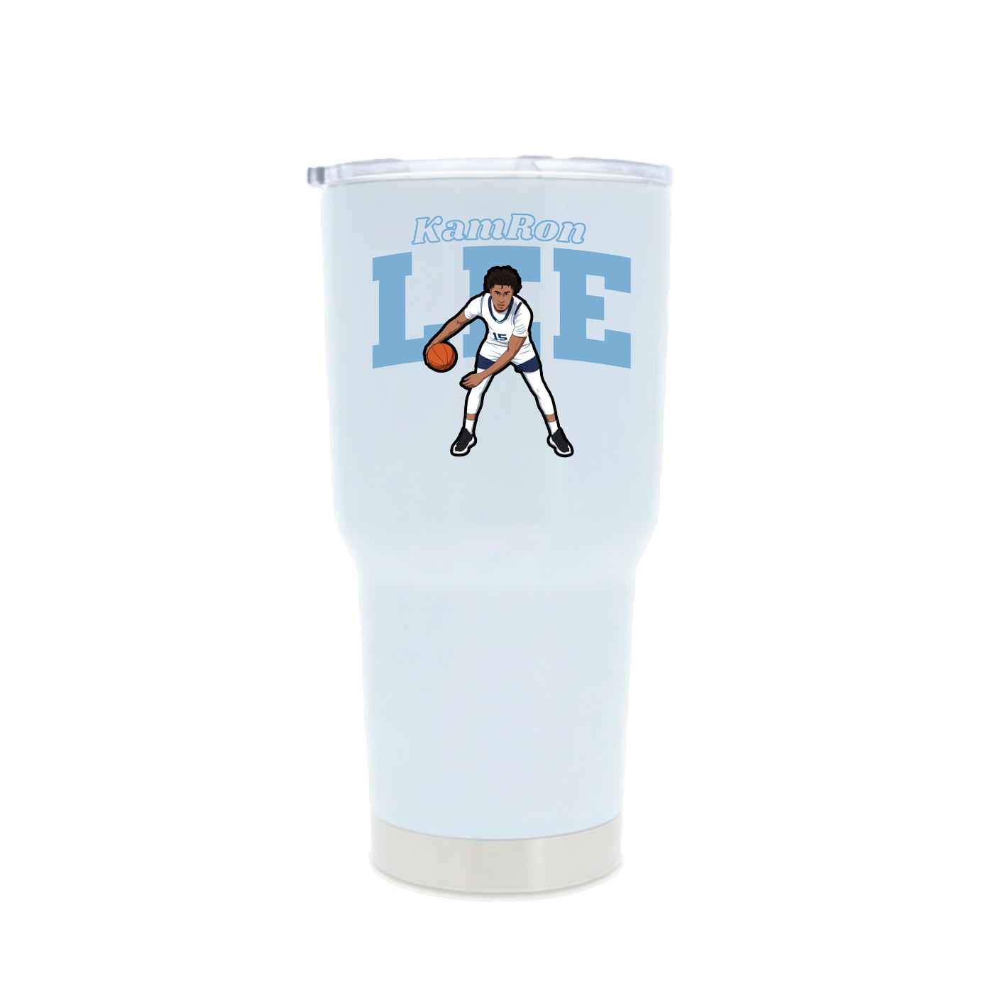 30oz Stainless Steel Tumbler — Name Arch in White