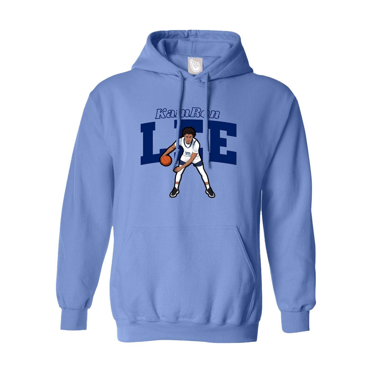 Youth Hoodie — Name Arch in Powder Blue