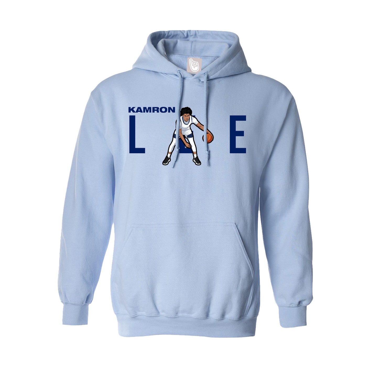 Hoodie — Player Name in Light Blue