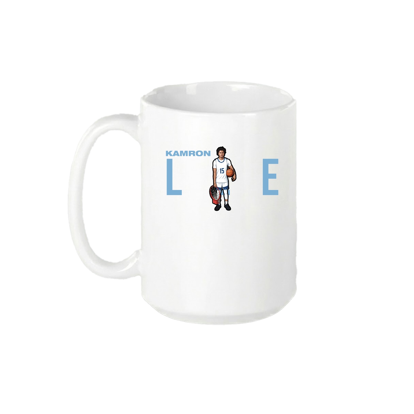 15oz Coffee Mug — Player Name in White