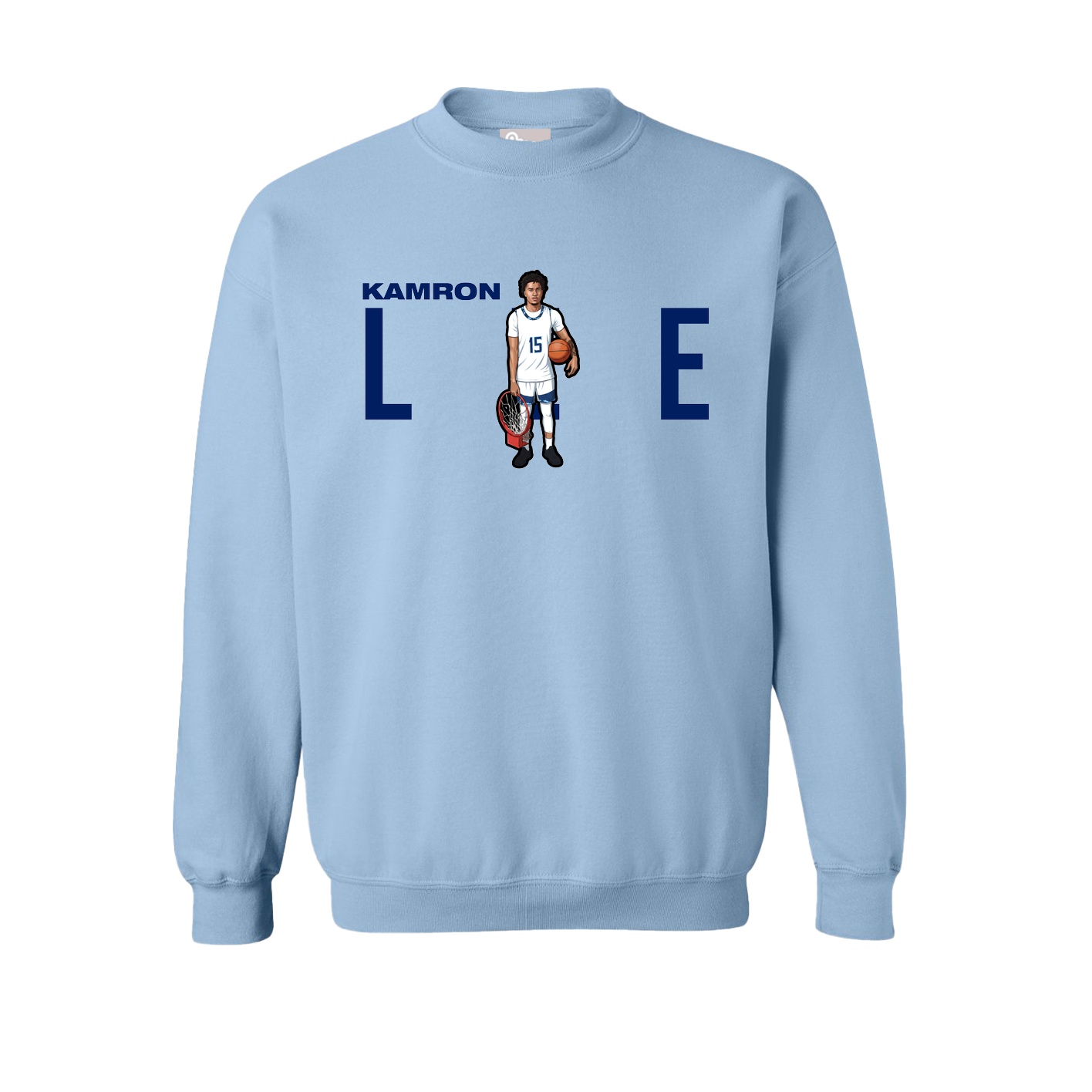Fleece Crew — Player Name in Light Blue