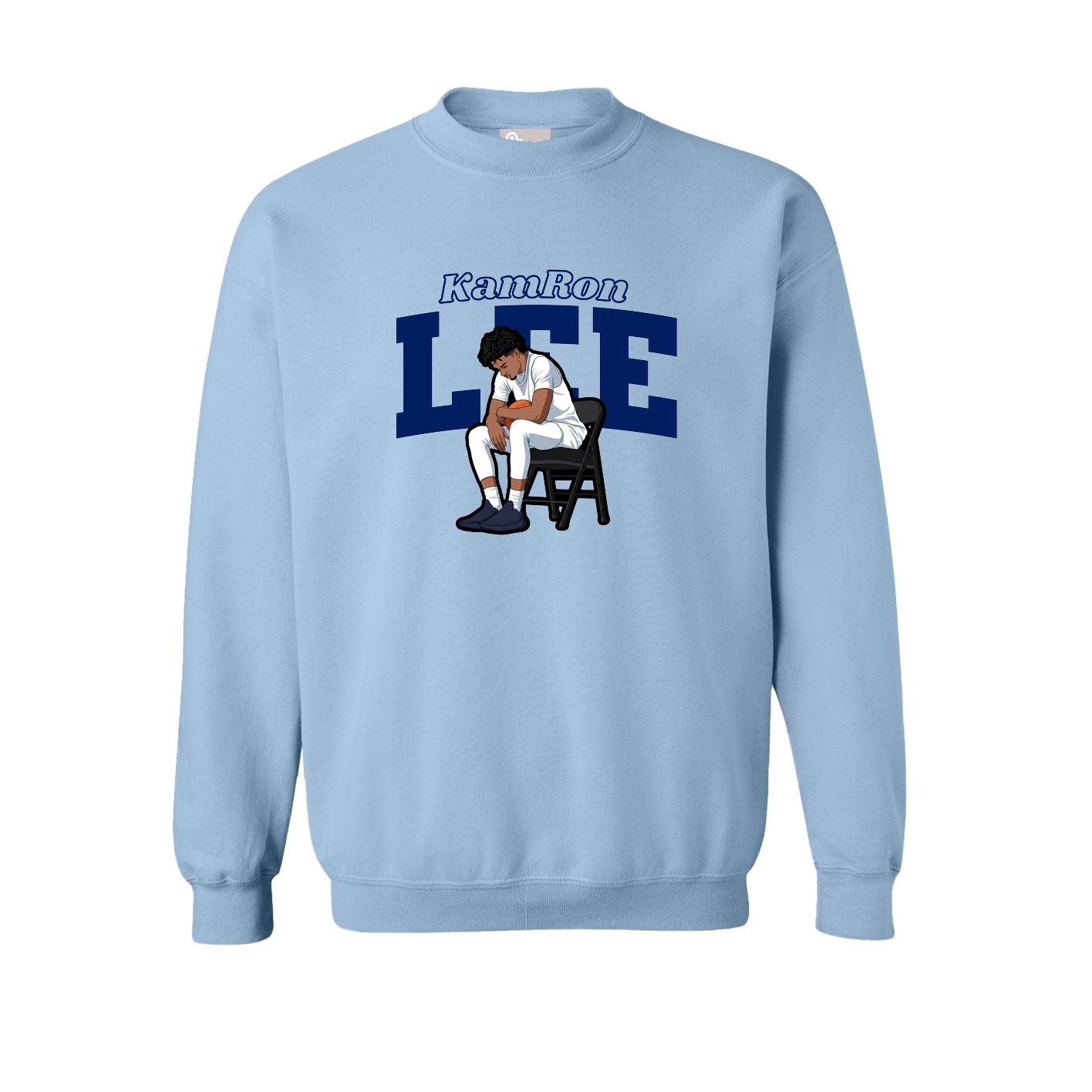 Fleece Crew — Name Arch in Light Blue