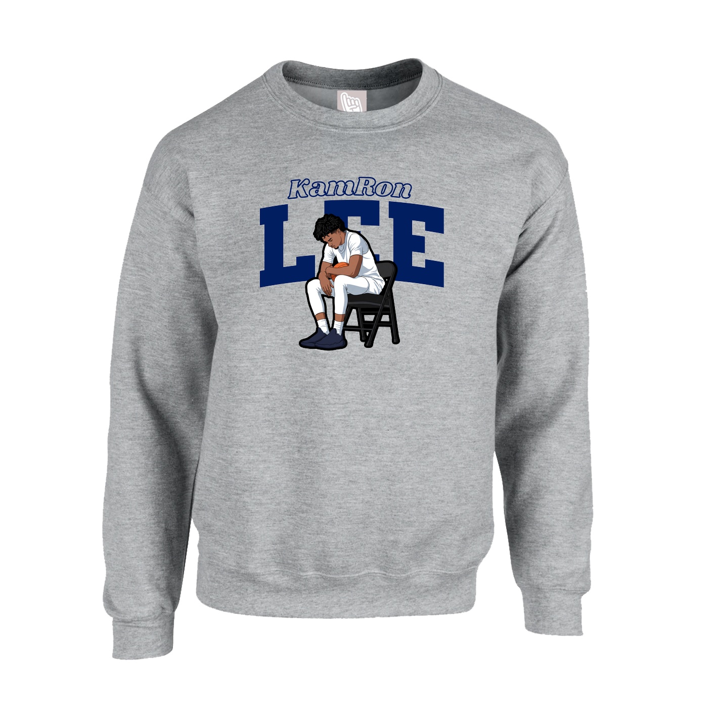 Fleece Crew — Name Arch in Grey