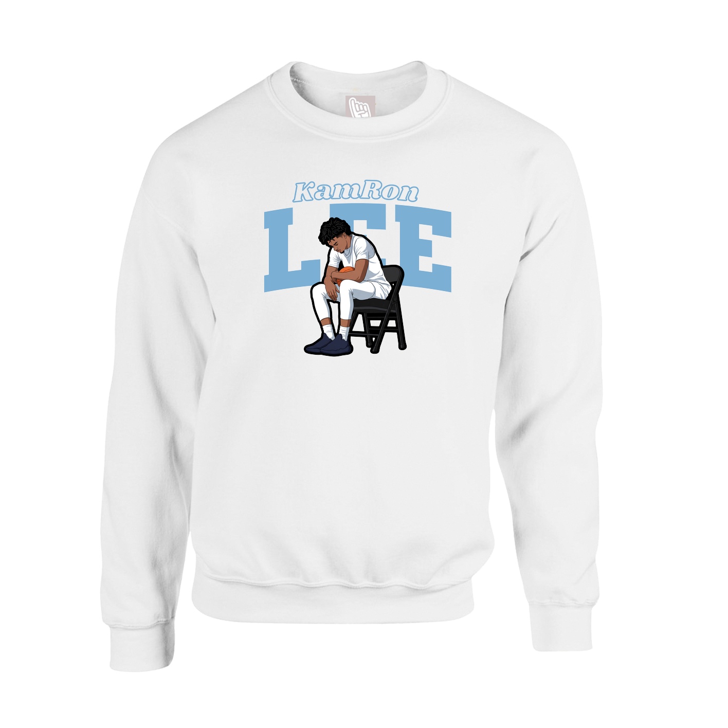 Fleece Crew — Name Arch in White