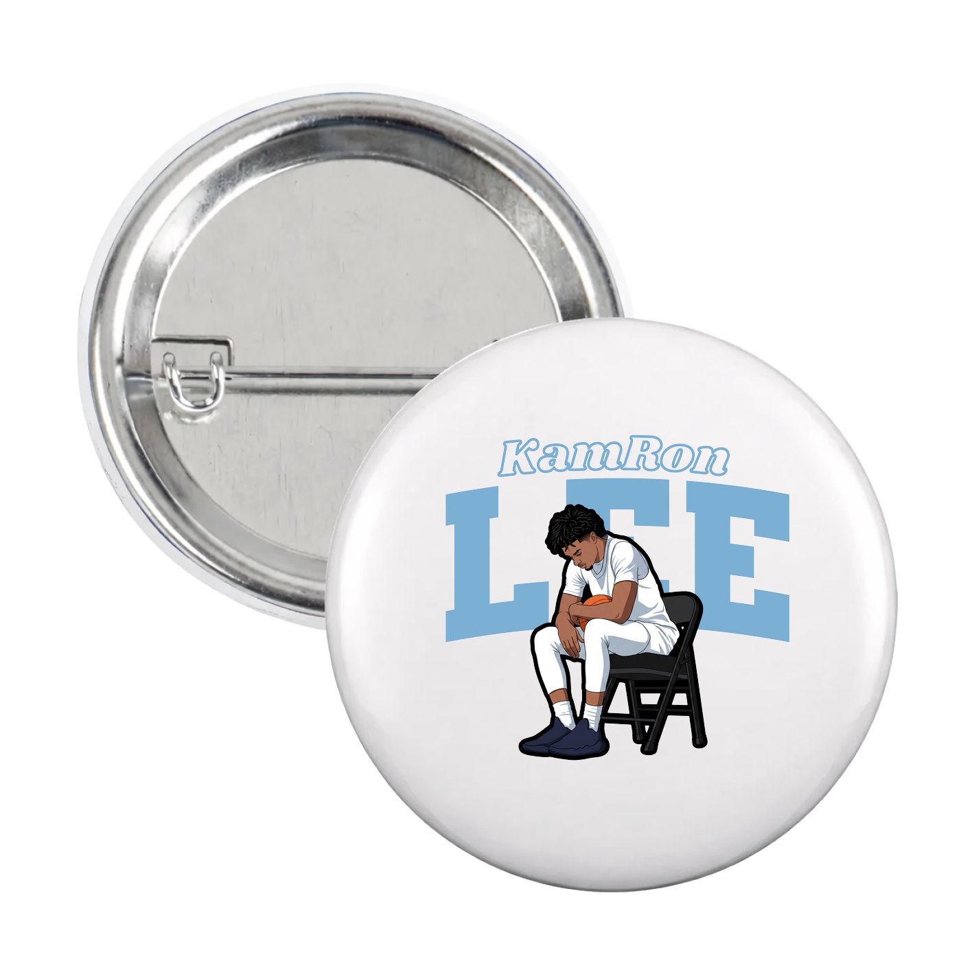 Game Day Button — Name Arch in White