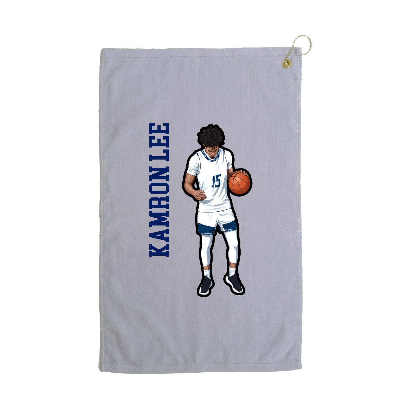 Golf Towel — Name Vertical in Grey
