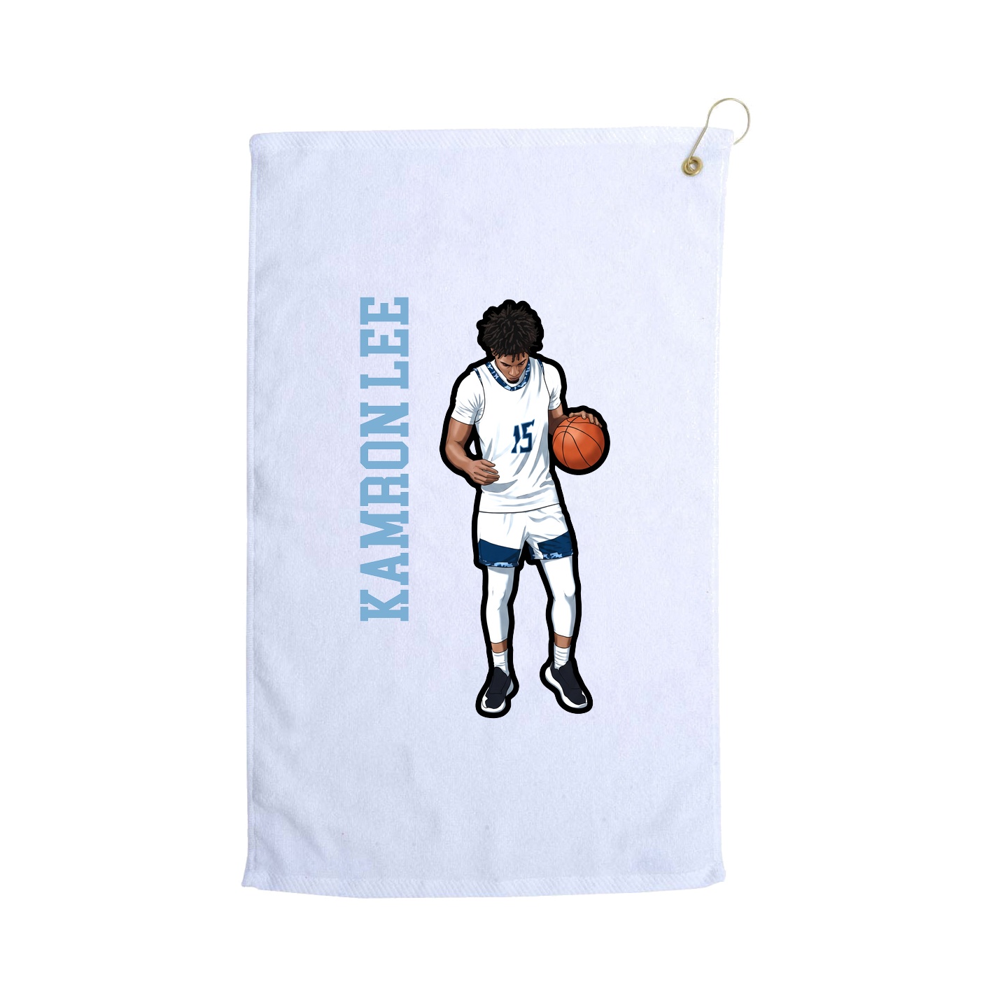 Golf Towel — Name Vertical in White