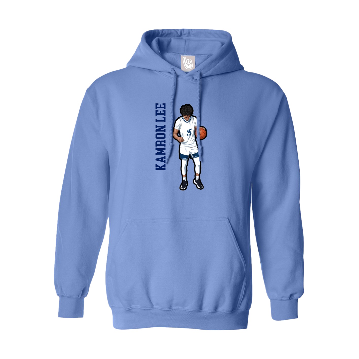 Youth Hoodie — Name Vertical in Powder Blue