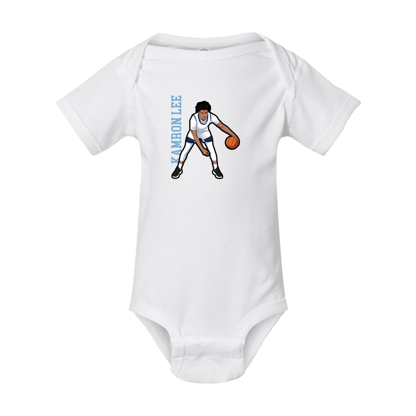 Baby Onesie — Name Vertical in White