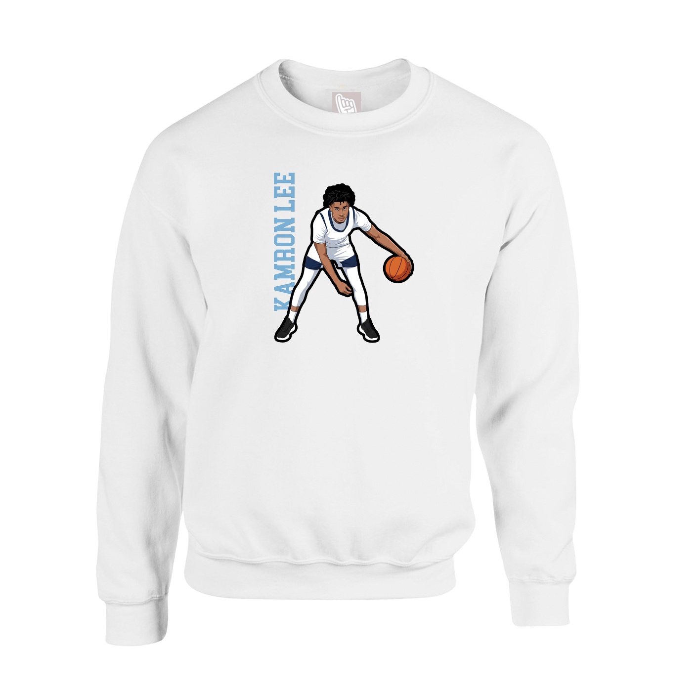 Fleece Crew — Name Vertical in White